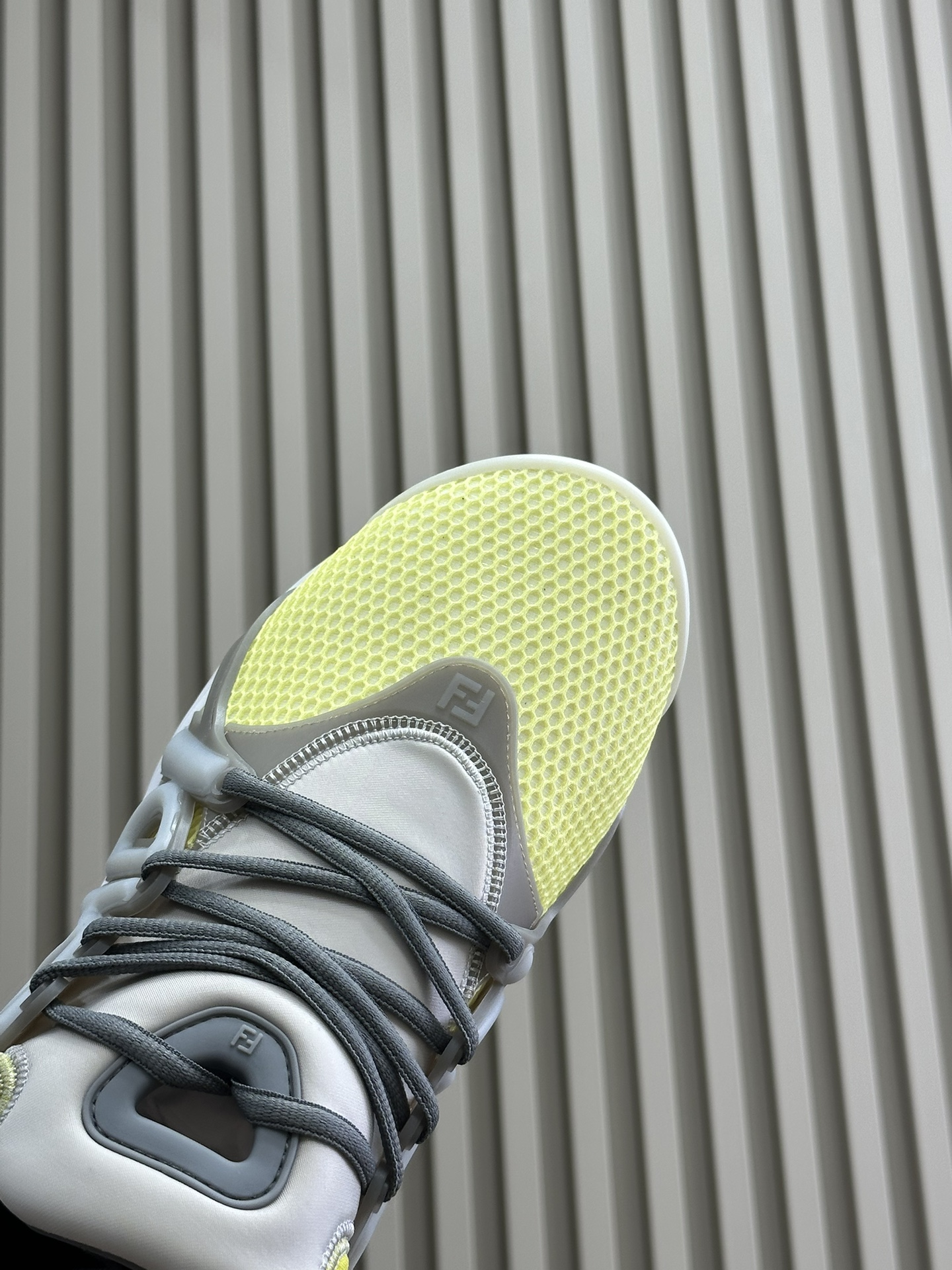 Bagsaaa F**di Tag Sneakers Yellow Technical Mesh Running Sneakers