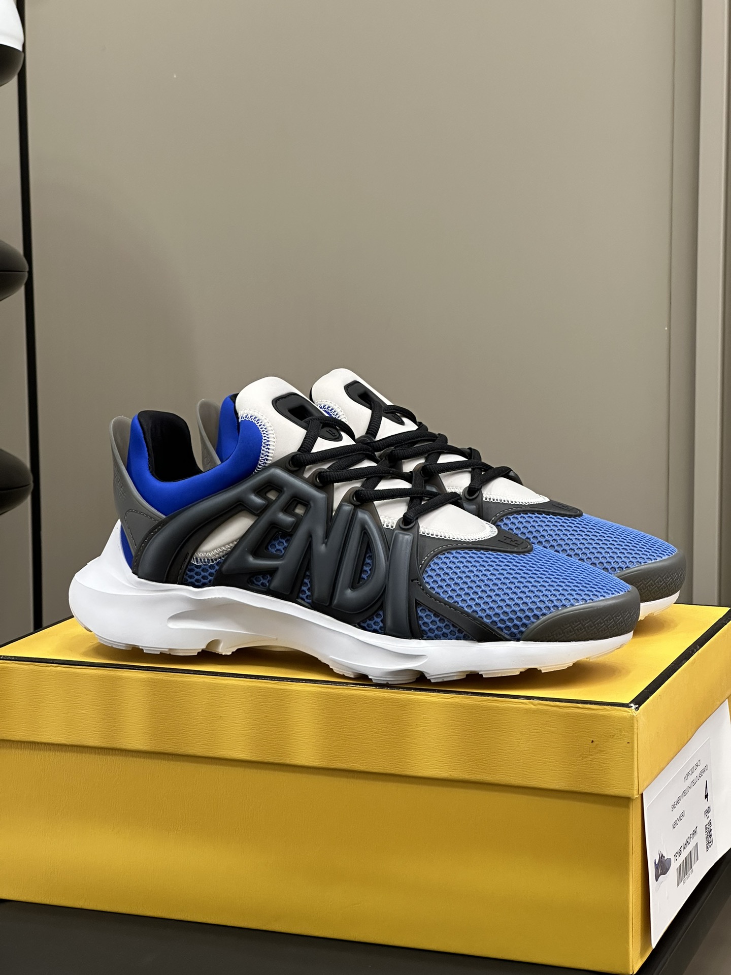 Bagsaaa F**di Tag Sneakers Blue Technical Mesh Running Sneakers