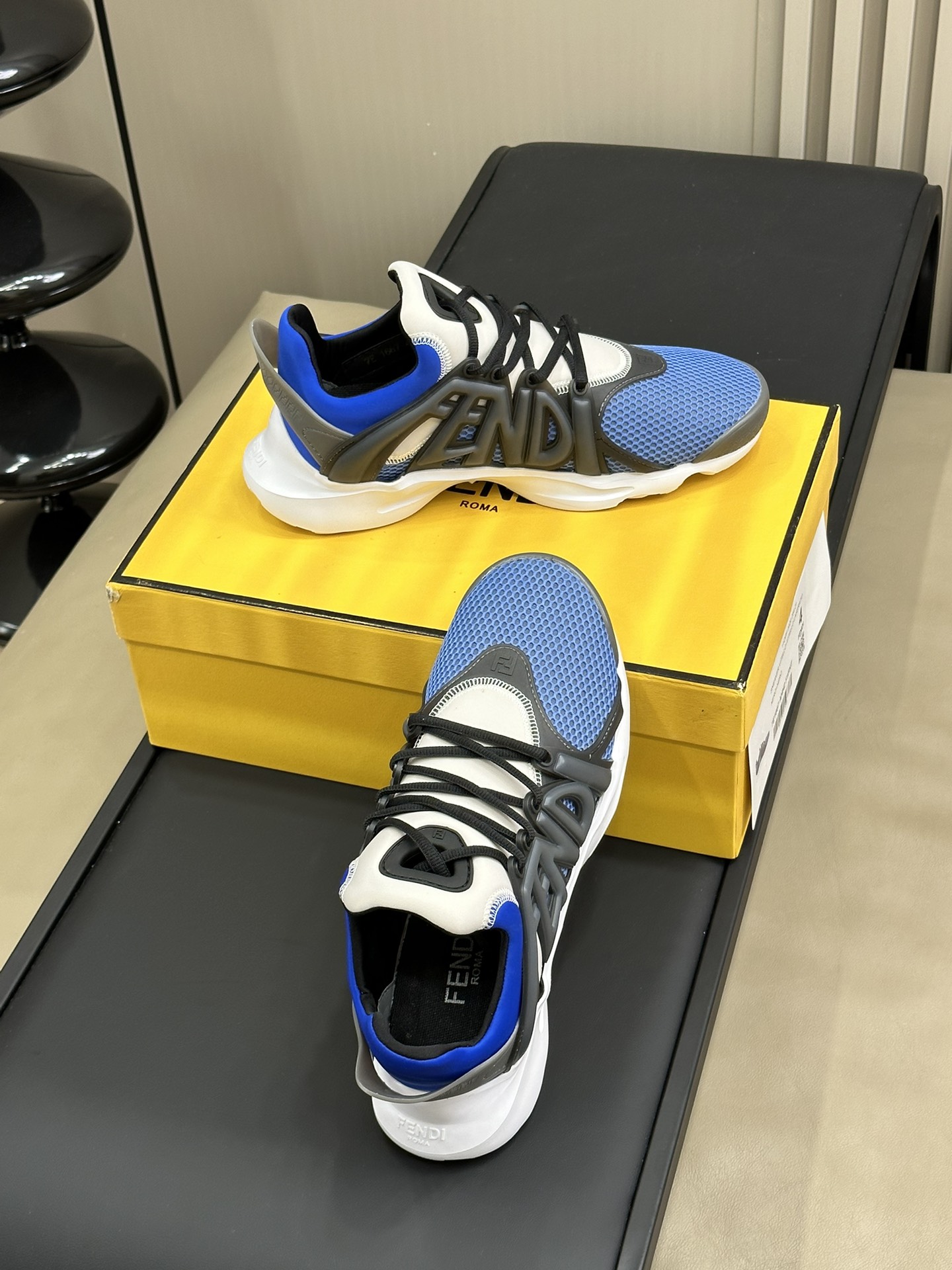 Bagsaaa F**di Tag Sneakers Blue Technical Mesh Running Sneakers