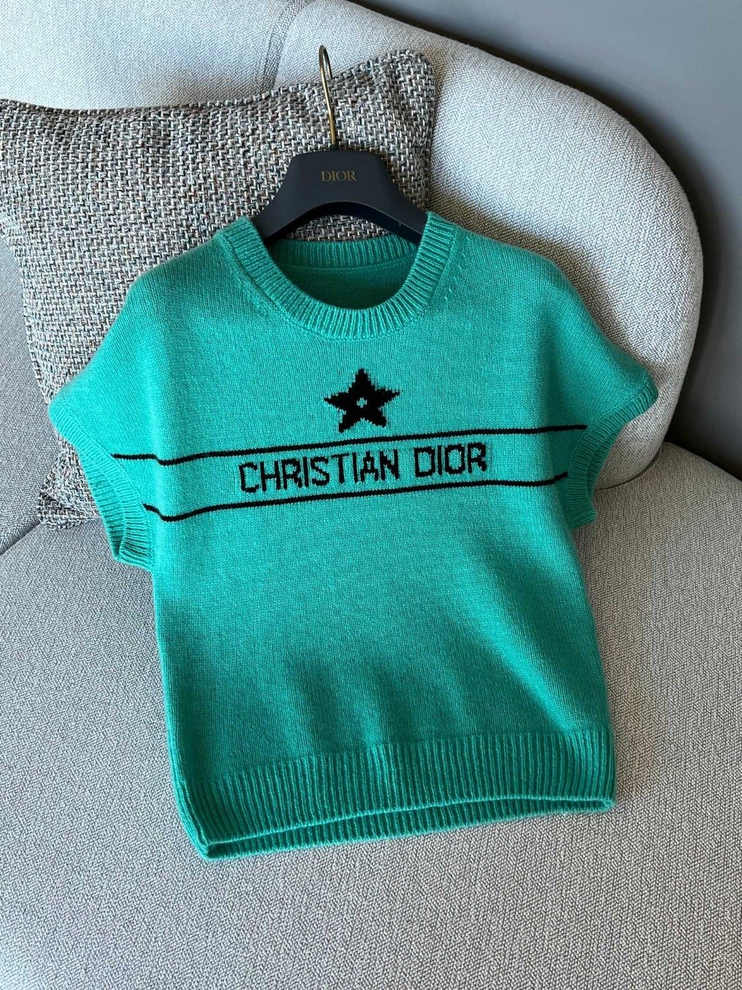 Bagsaaa D10riviera Short-Sleeved Sweater Aquamarina Cashmere Knit