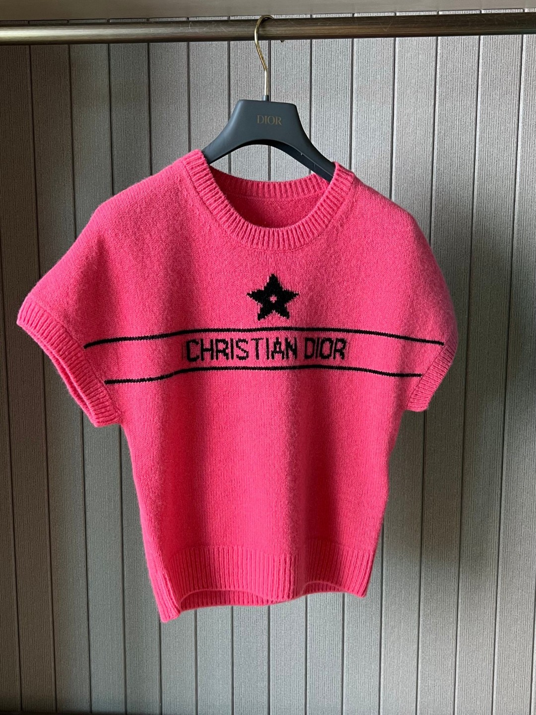 Bagsaaa D10riviera Short-Sleeved Sweater Candy Pink Cashmere Knit