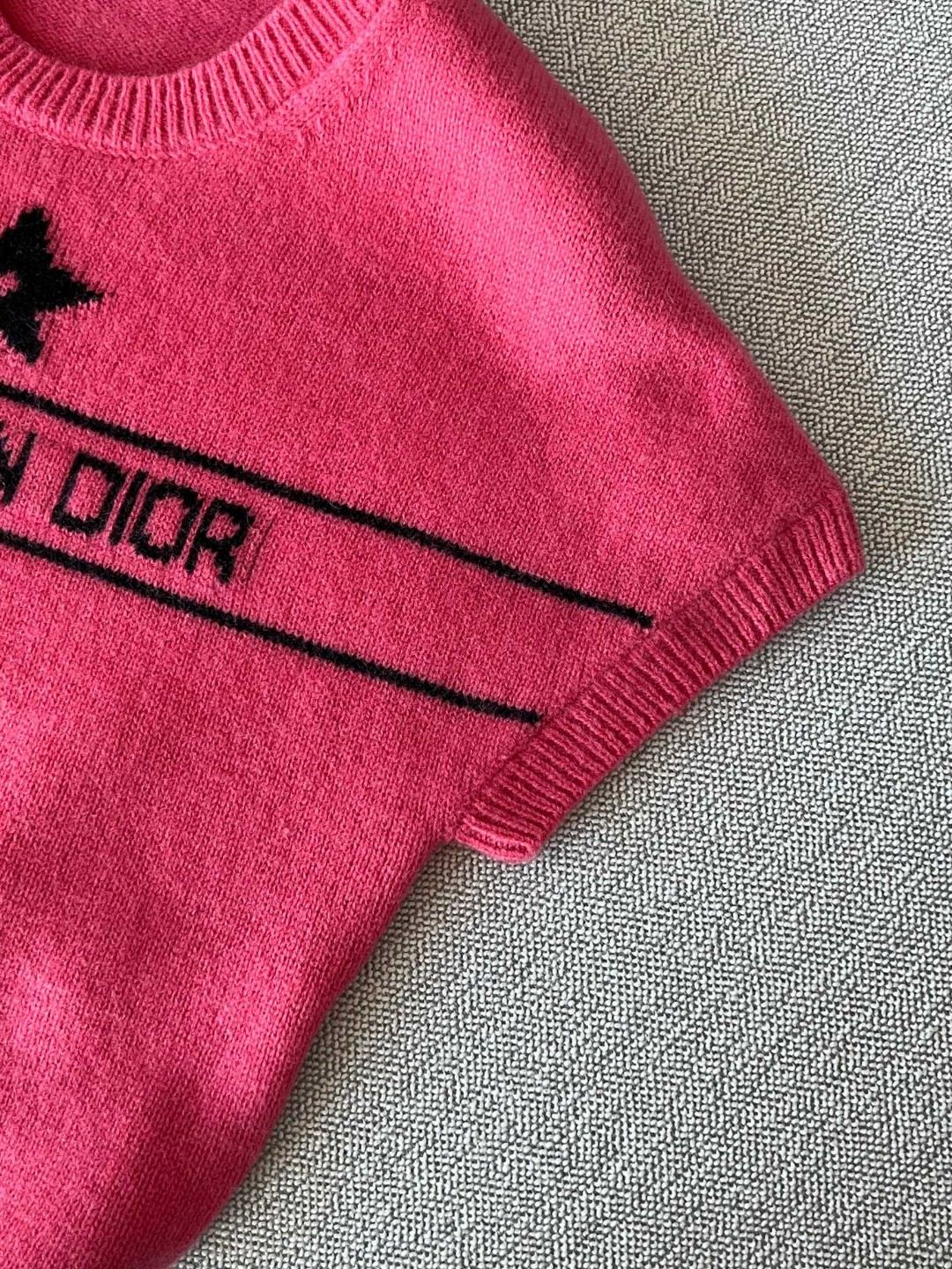 Bagsaaa D10riviera Short-Sleeved Sweater Candy Pink Cashmere Knit