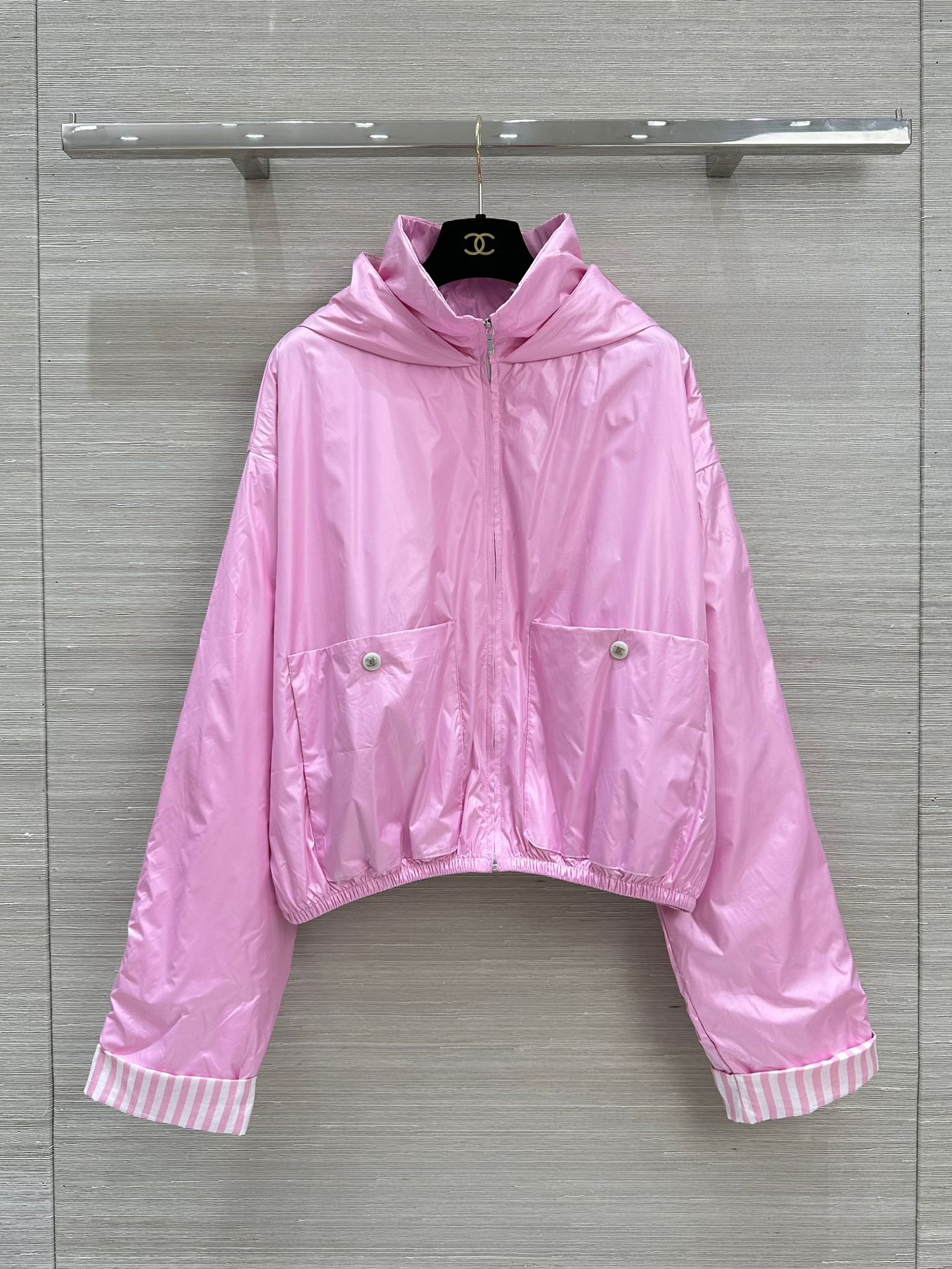 Bagsaaa Ch**el Stripes Plain Logo Jackets Pink