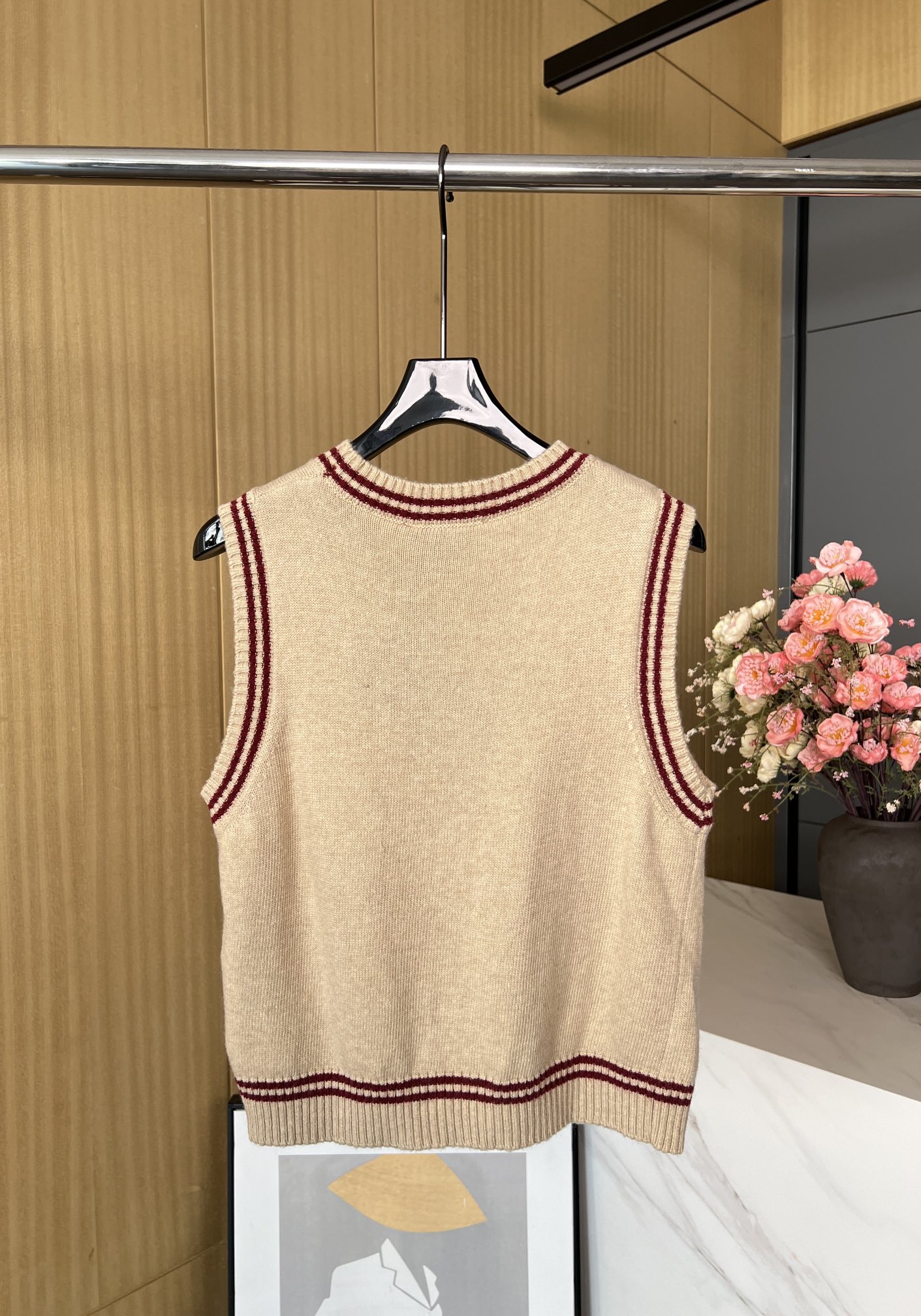 Bagsaaa Pra*a Wool And Cashmere Vest Camel/Amaranth