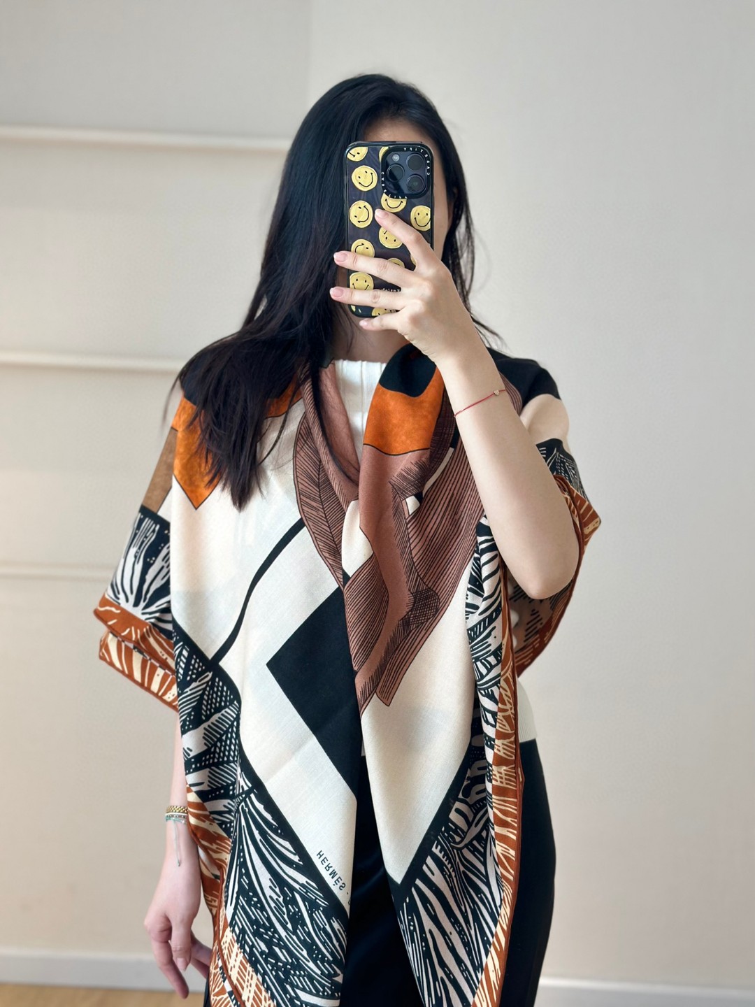 Bagsaaa H**me5 Cavalier En Formes Shawl 140cm