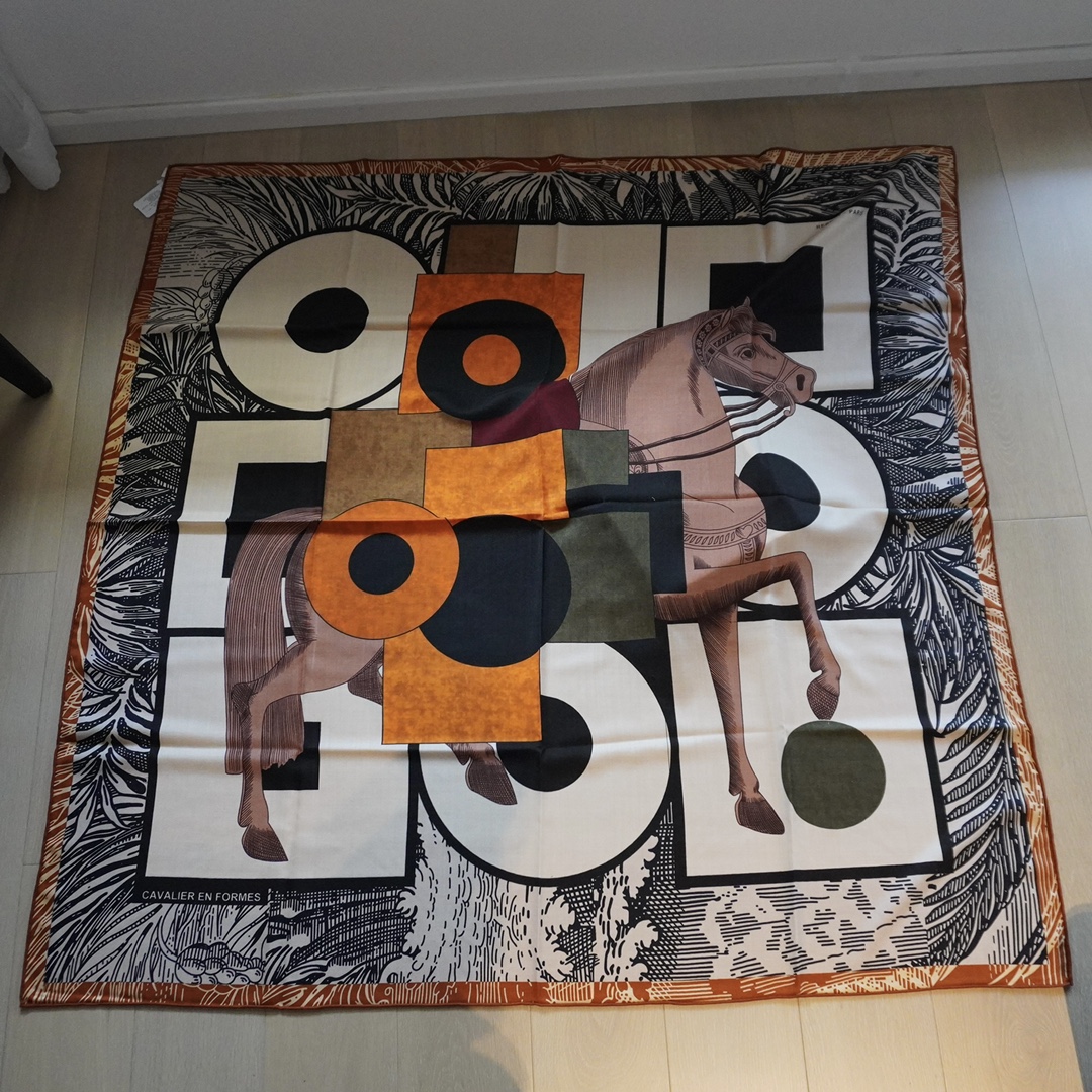 Bagsaaa H**me5 Cavalier En Formes Shawl 140cm