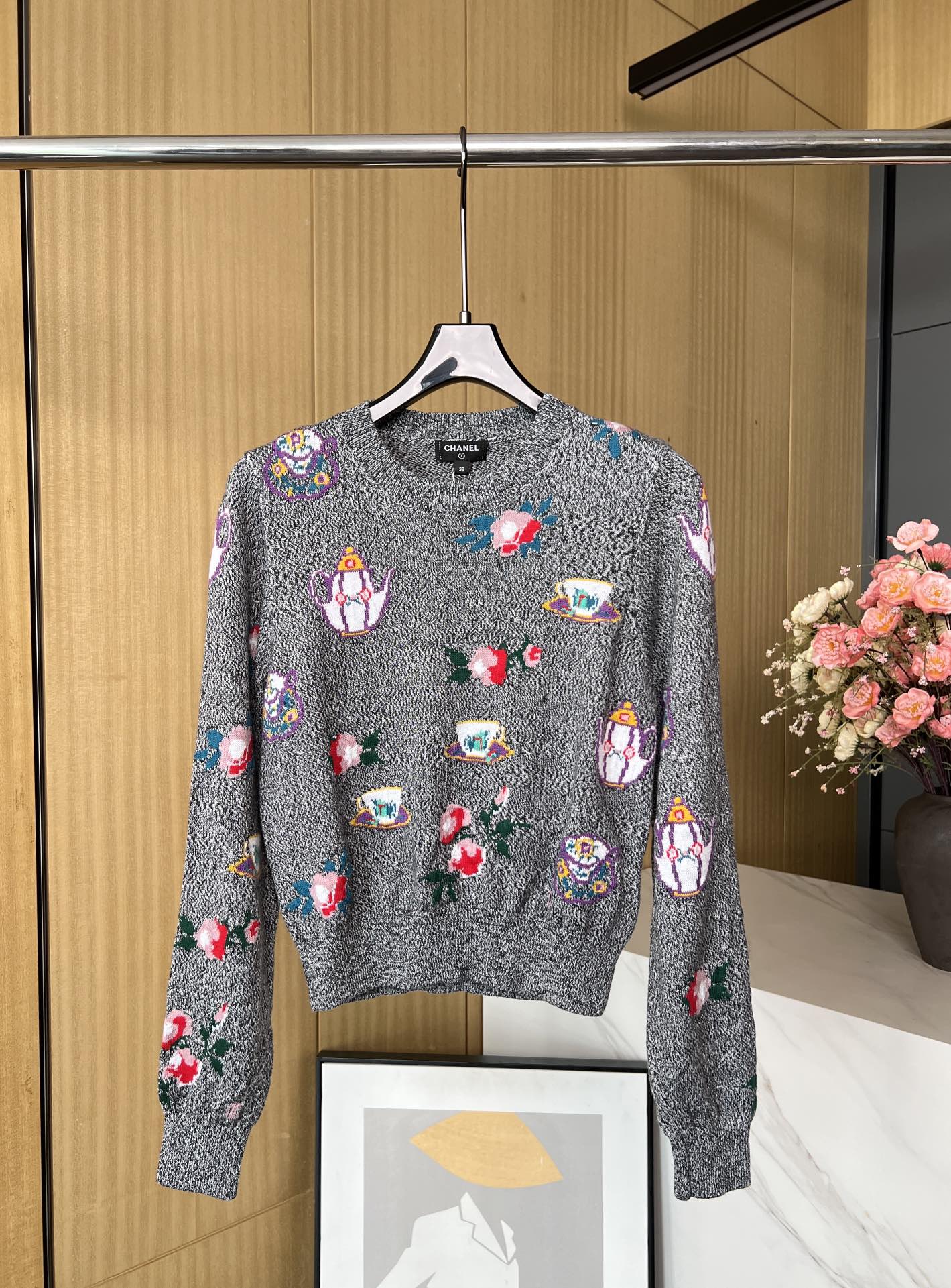 Bagsaaa Ch**el Sweater Cashmere Dark Gray & Multicolour P77550