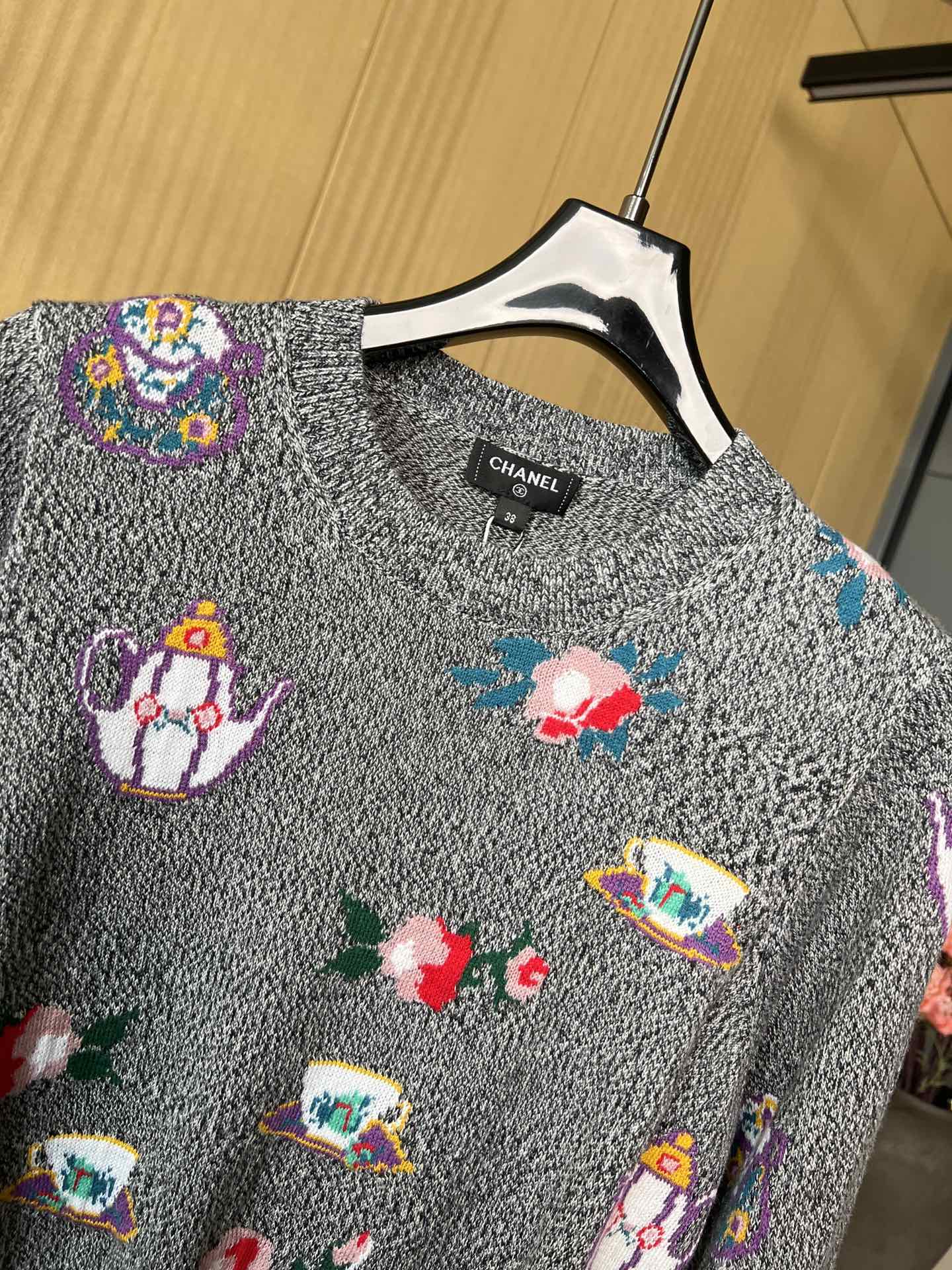 Bagsaaa Ch**el Sweater Cashmere Dark Gray & Multicolour P77550