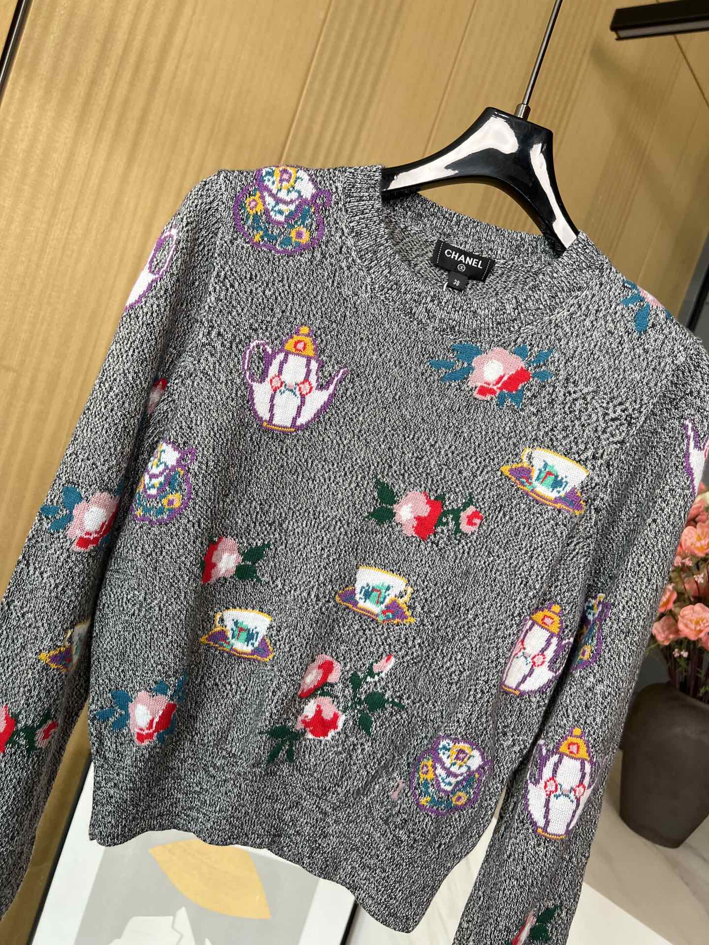Bagsaaa Ch**el Sweater Cashmere Dark Gray & Multicolour P77550