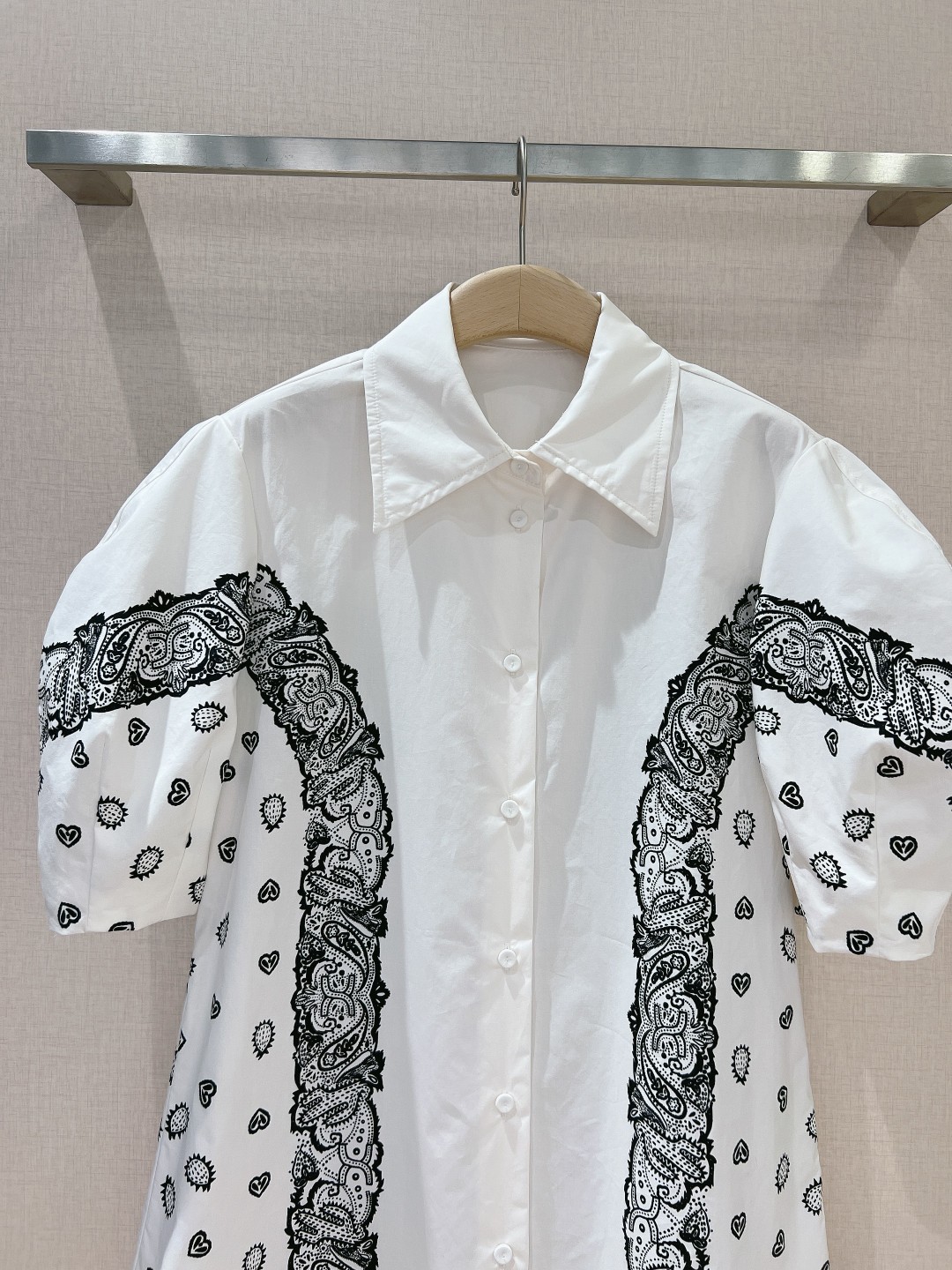 Bagsaaa Chloé Balloon-Sleeve Printed Shirt White