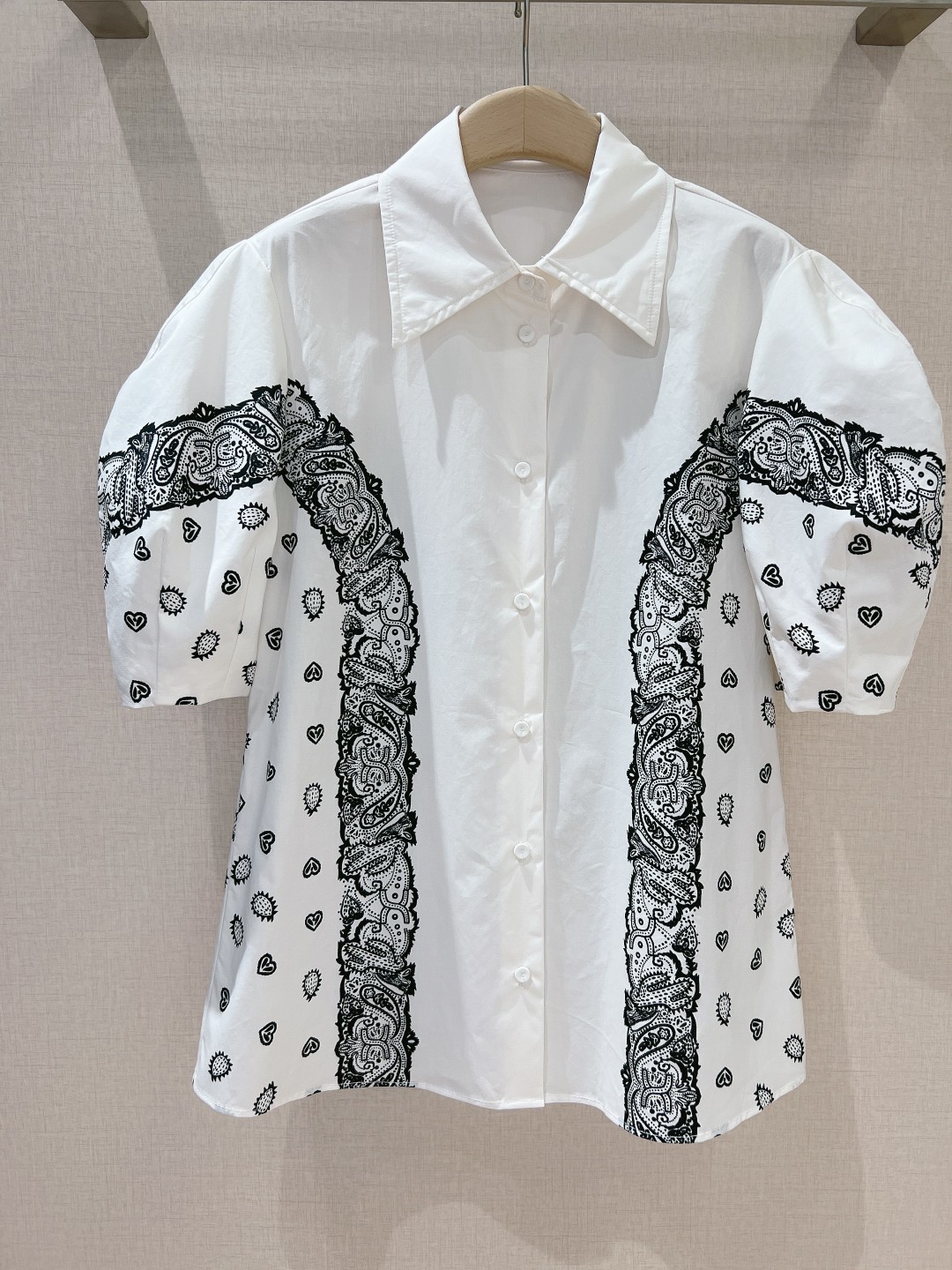 Bagsaaa Chloé Balloon-Sleeve Printed Shirt White