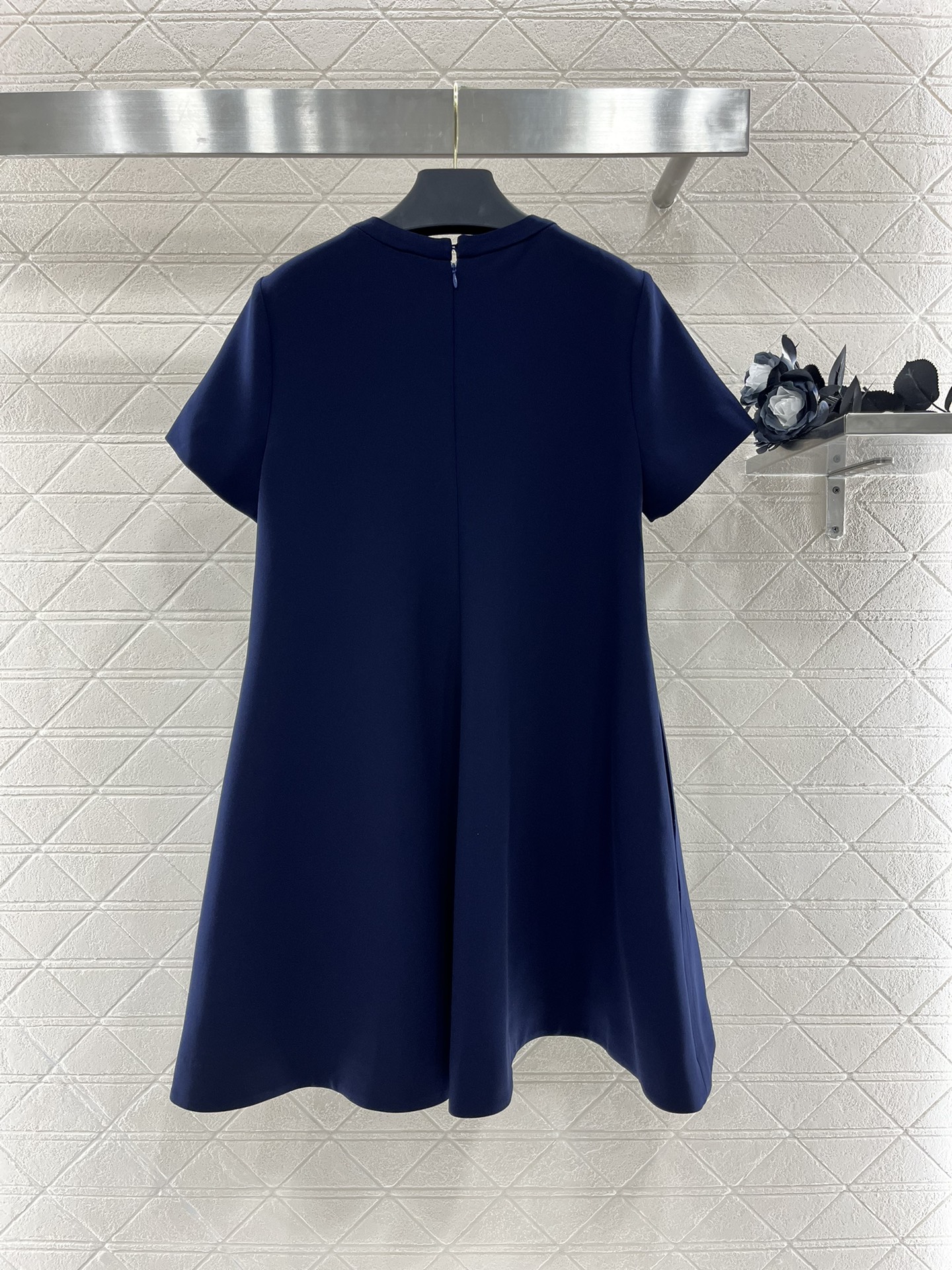 Bagsaaa Va1e*ntin0 Structured Couture Short Dress Navy Blue