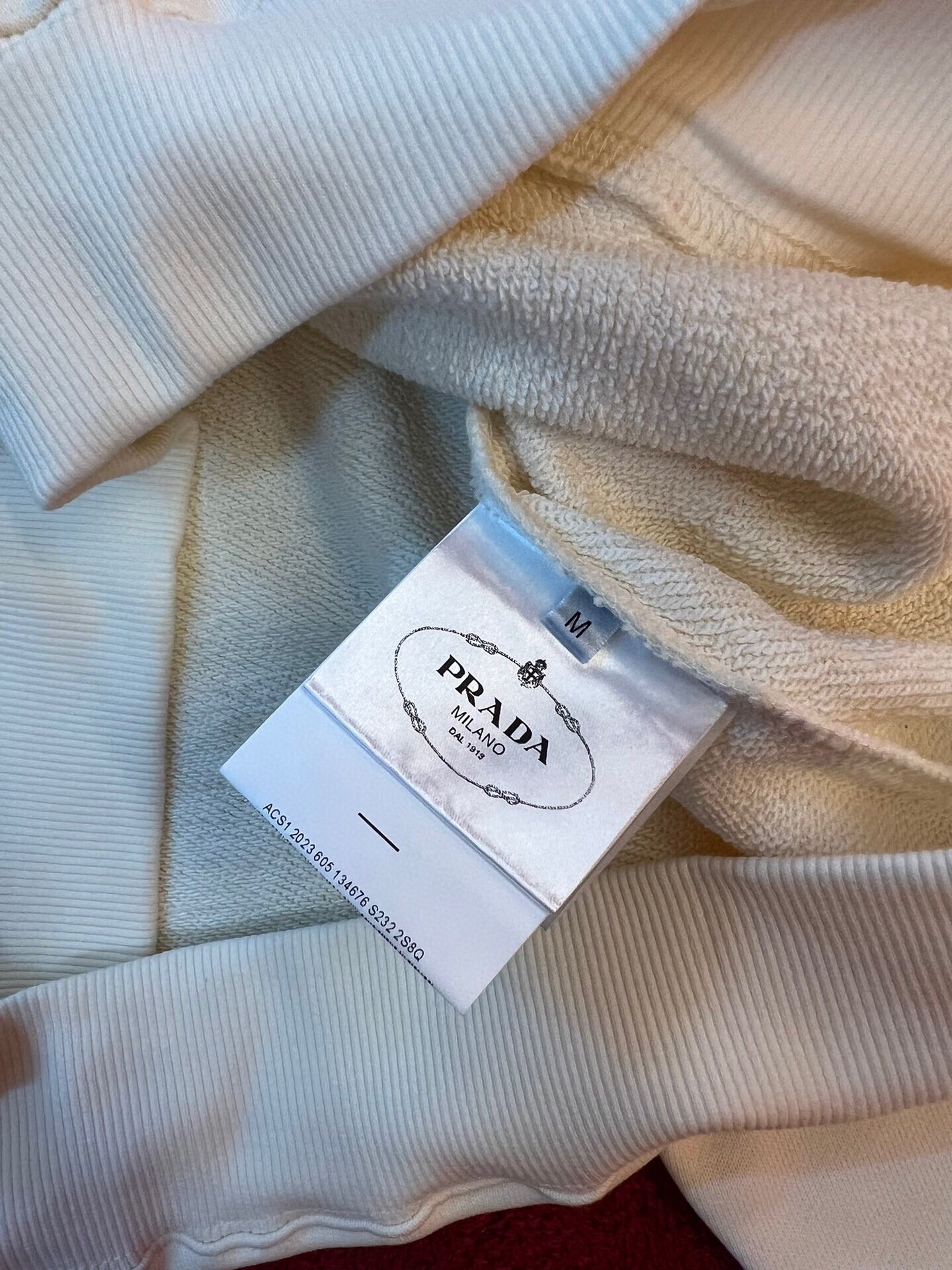 Bagsaaa Pra*a Cotton Fleece Polo Shirt Cream