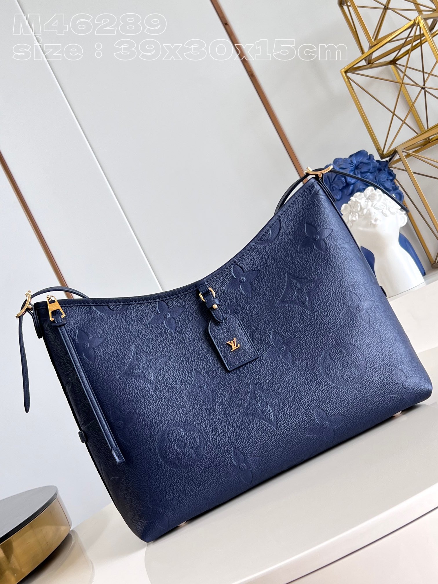 Bagsaaa L0vis Vvtt0n M46669 CarryAll MM Tote Bag Navy Blue - 39 x 30 x 15 cm