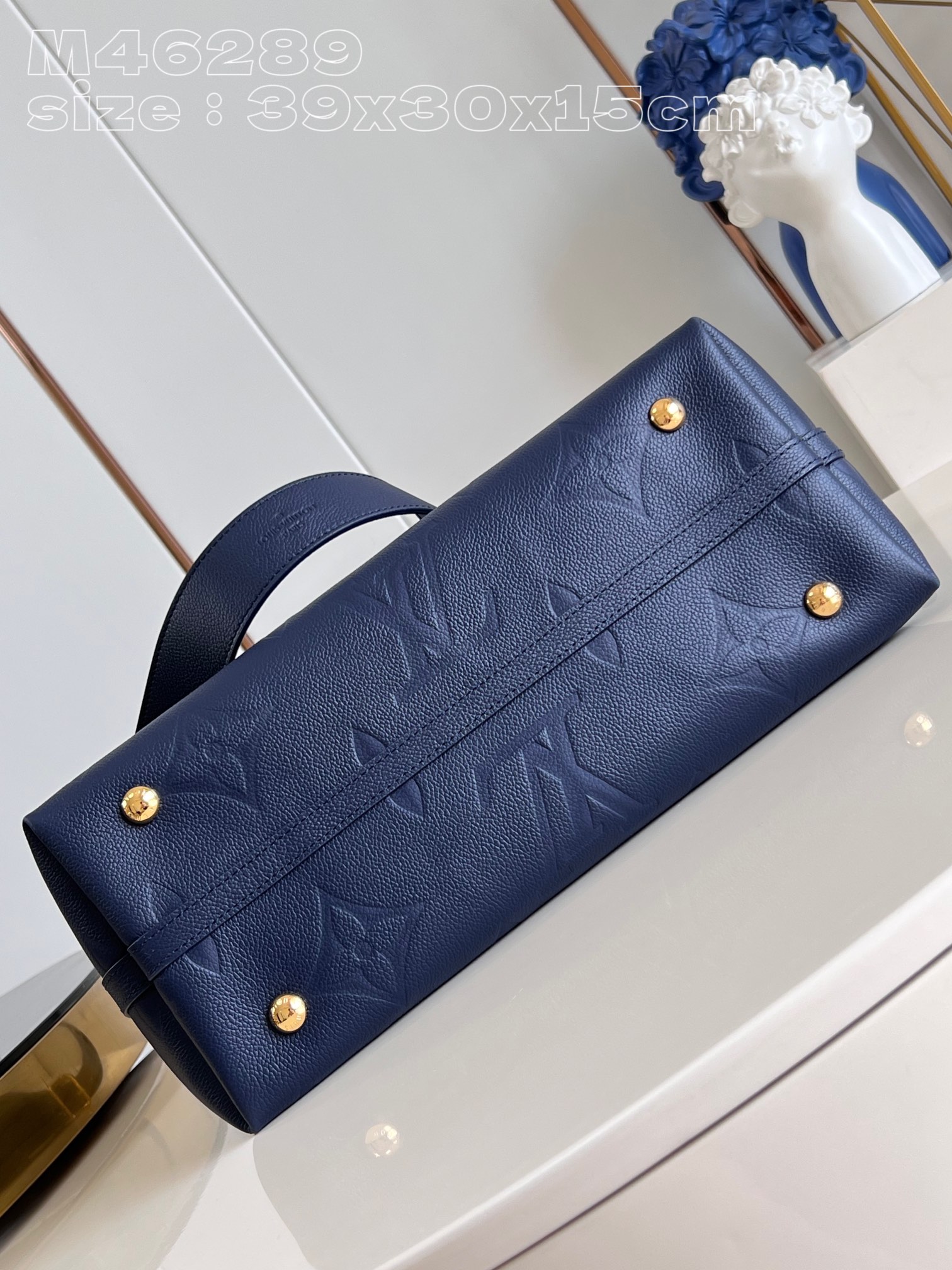 Bagsaaa L0vis Vvtt0n M46669 CarryAll MM Tote Bag Navy Blue - 39 x 30 x 15 cm