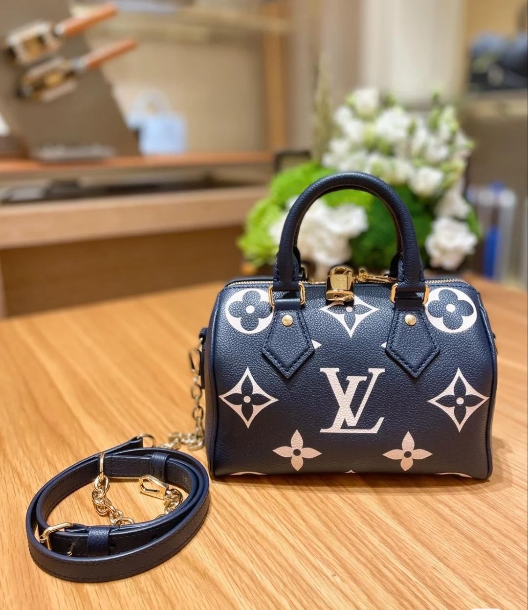 Bagsaaa L0vis Vvtt0n M47048 Speedy Bandoulière 20 Bag Navy Blue - 20.5 x 13.5 x 12 cm