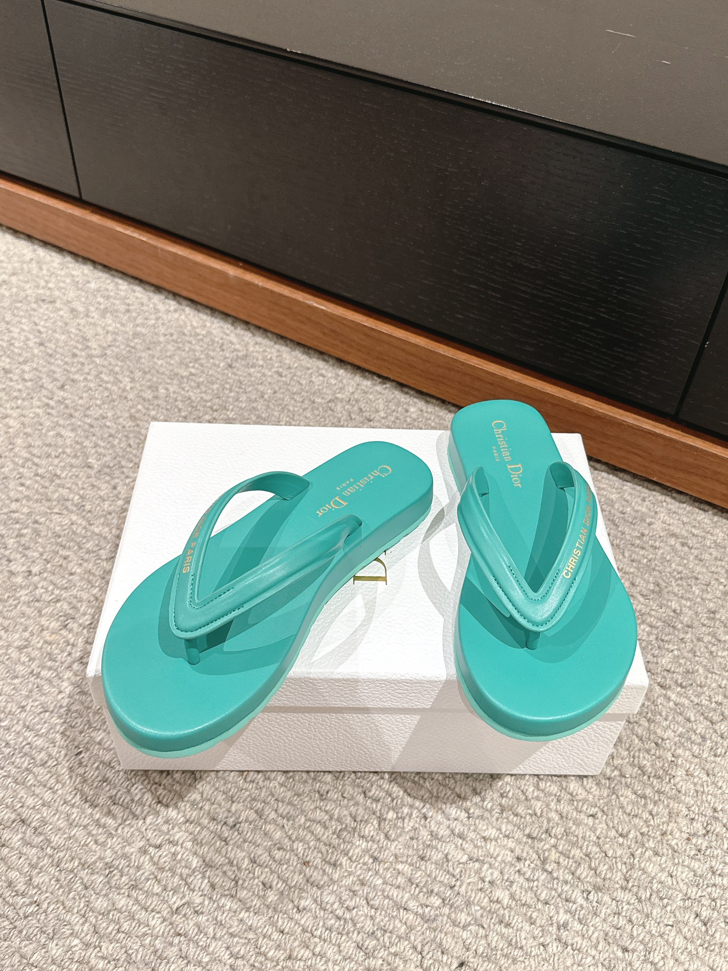 Bagsaaa D10riviera D10rsea Thong Sandal Aquamarina Leather-Effect Fabric