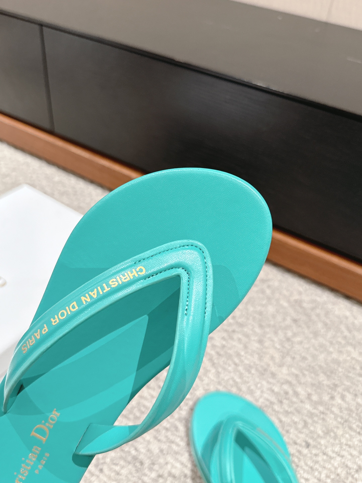 Bagsaaa D10riviera D10rsea Thong Sandal Aquamarina Leather-Effect Fabric