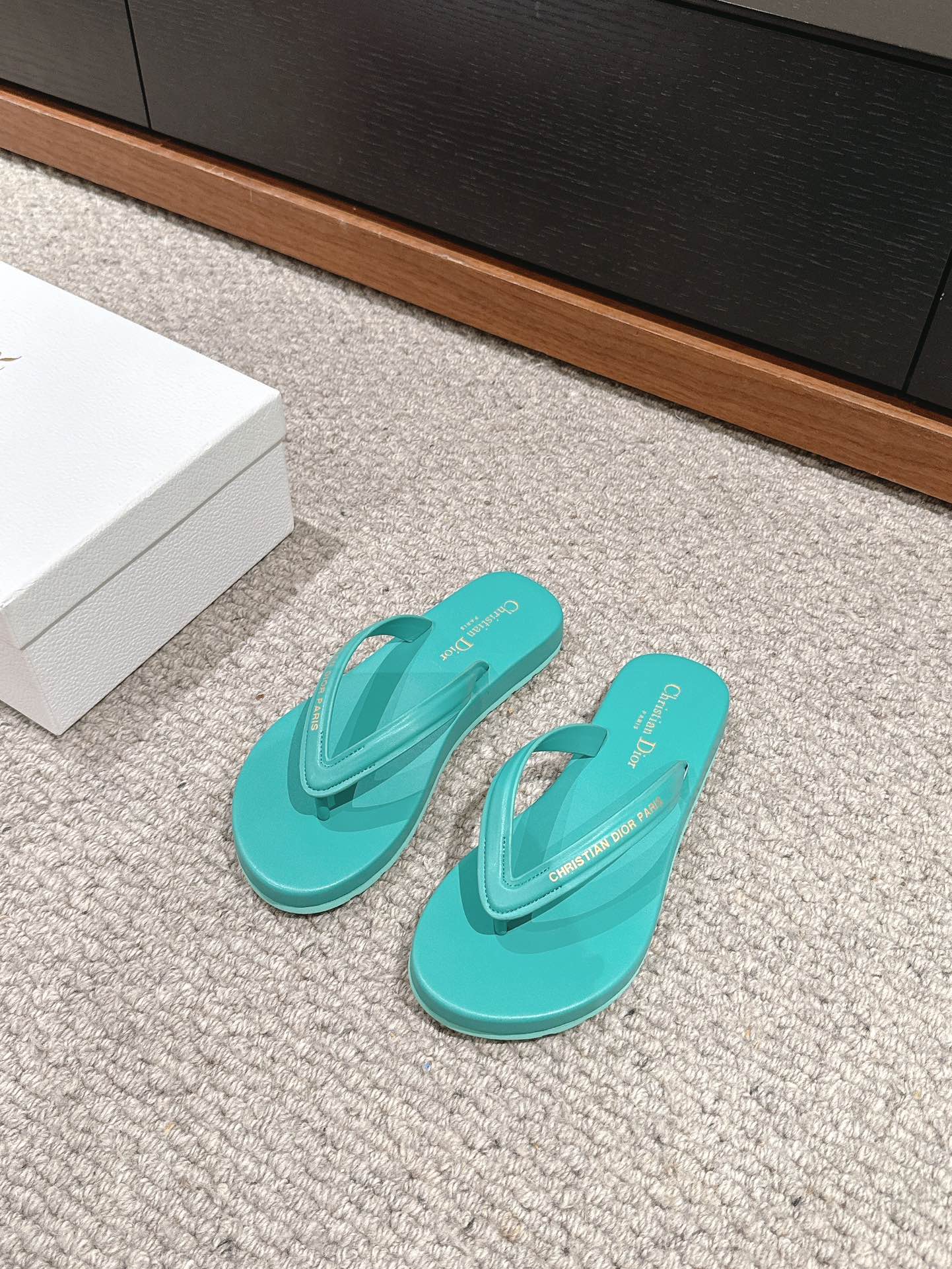 Bagsaaa D10riviera D10rsea Thong Sandal Aquamarina Leather-Effect Fabric