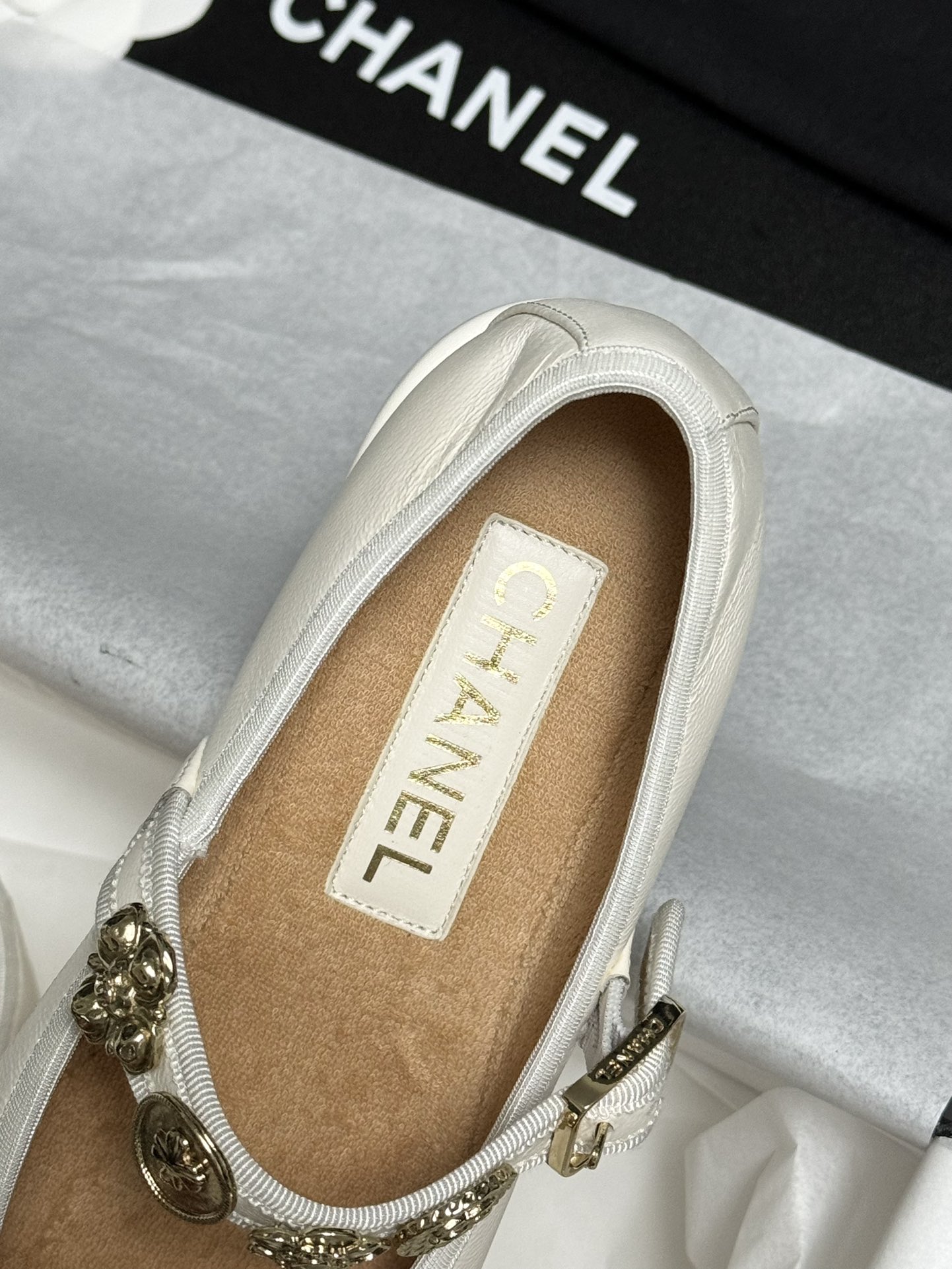 Bagsaaa Ch**el Mary Janes G45778 White