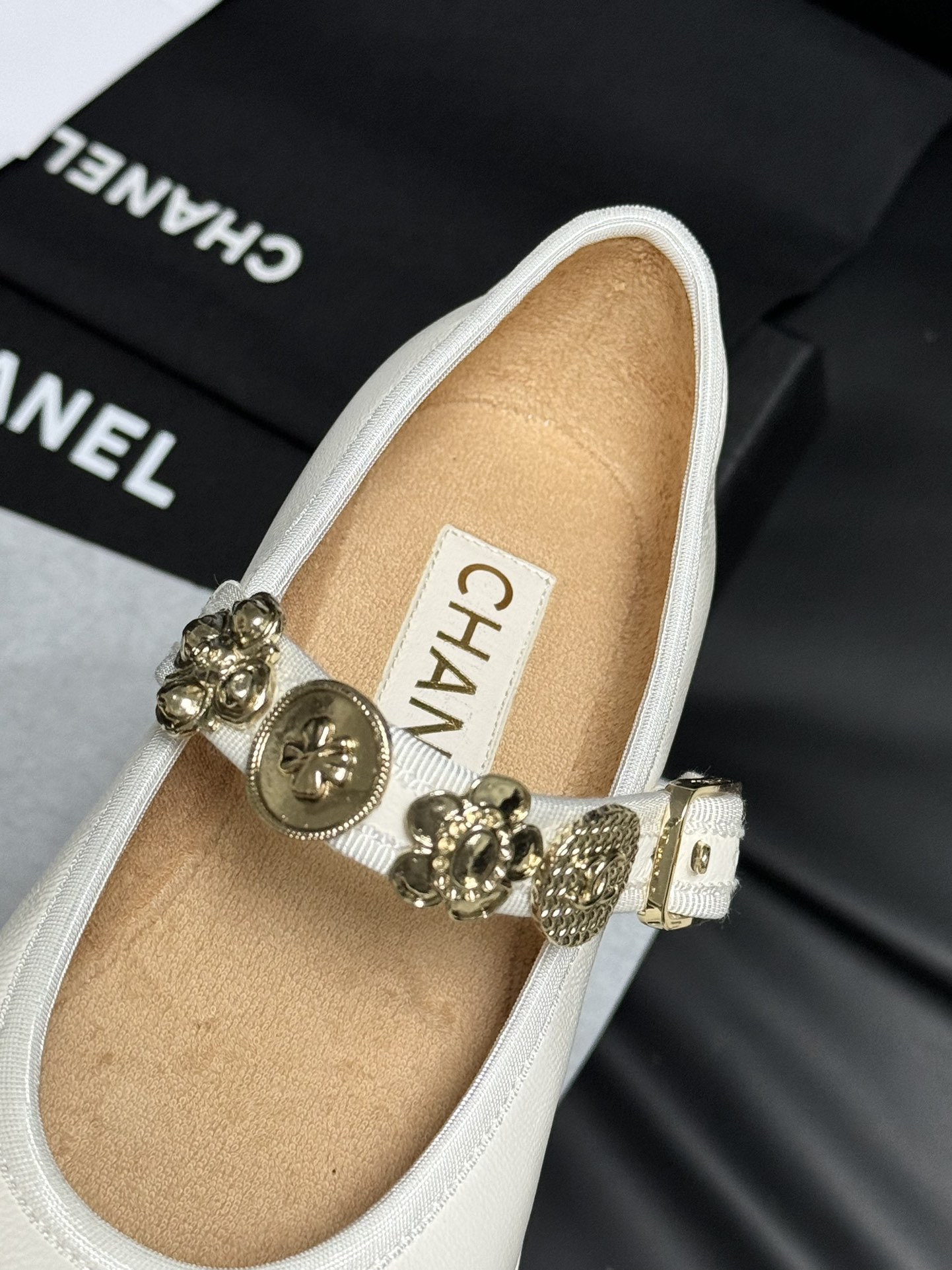 Bagsaaa Ch**el Mary Janes G45778 White