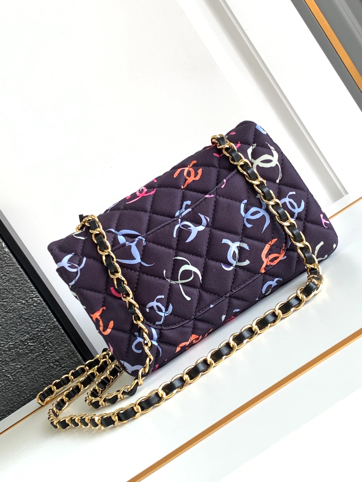 Bagsaaa Ch**el Small Handbag Printed Fabric Multicolour - 20 cm