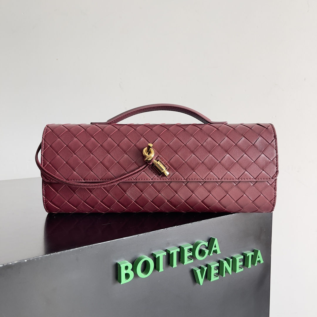 Bagsaaa B0tt*ga Ven*ta Long Clutch Andiamo With Handle Red - 31*13*3cm
