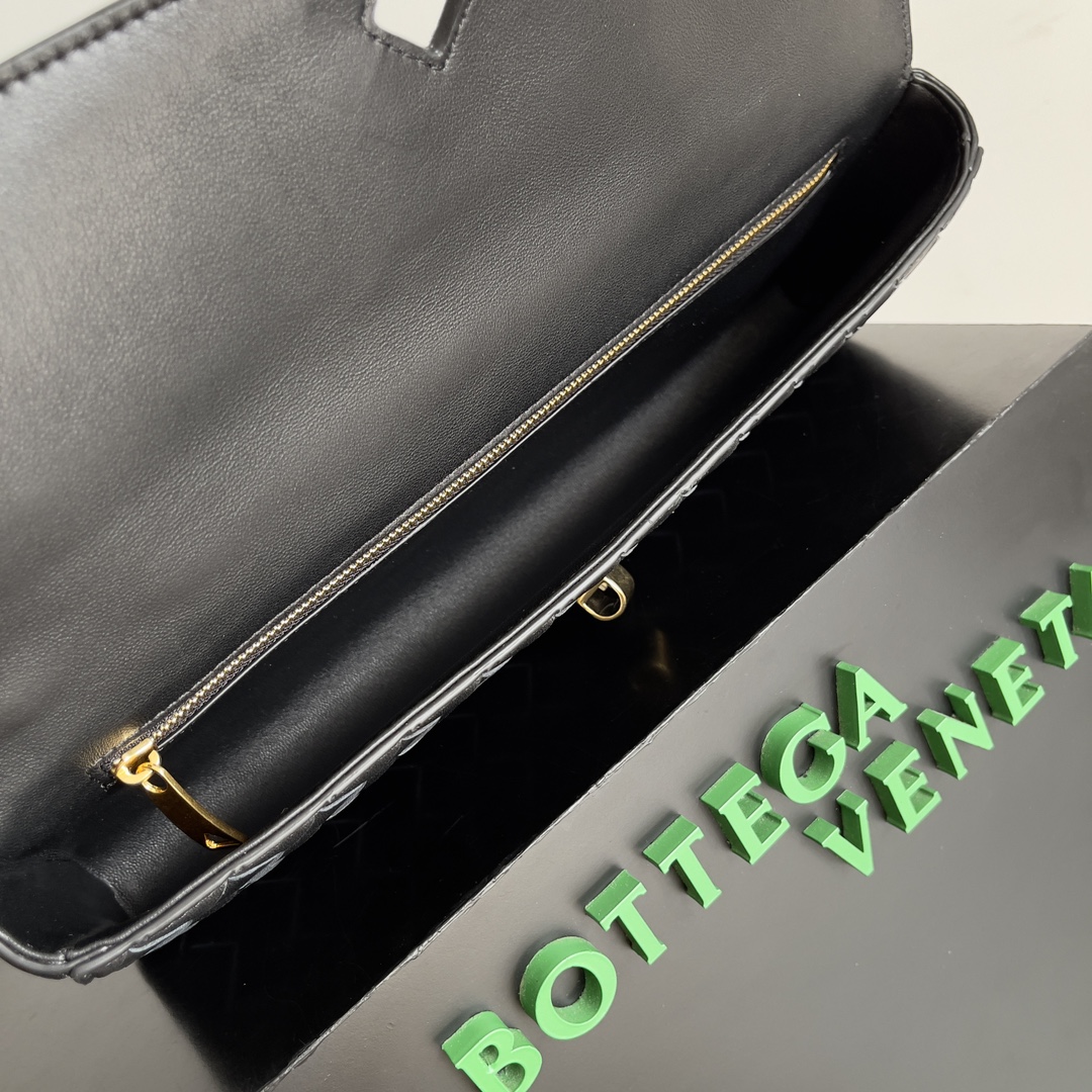 Bagsaaa B0tt*ga Ven*ta Long Clutch Andiamo With Handle Black - 31*13*3cm
