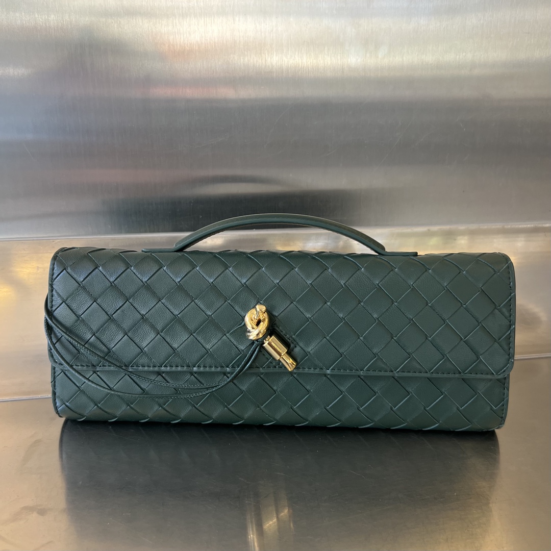Bagsaaa B0tt*ga Ven*ta Long Clutch Andiamo With Handle Green - 31*13*3cm