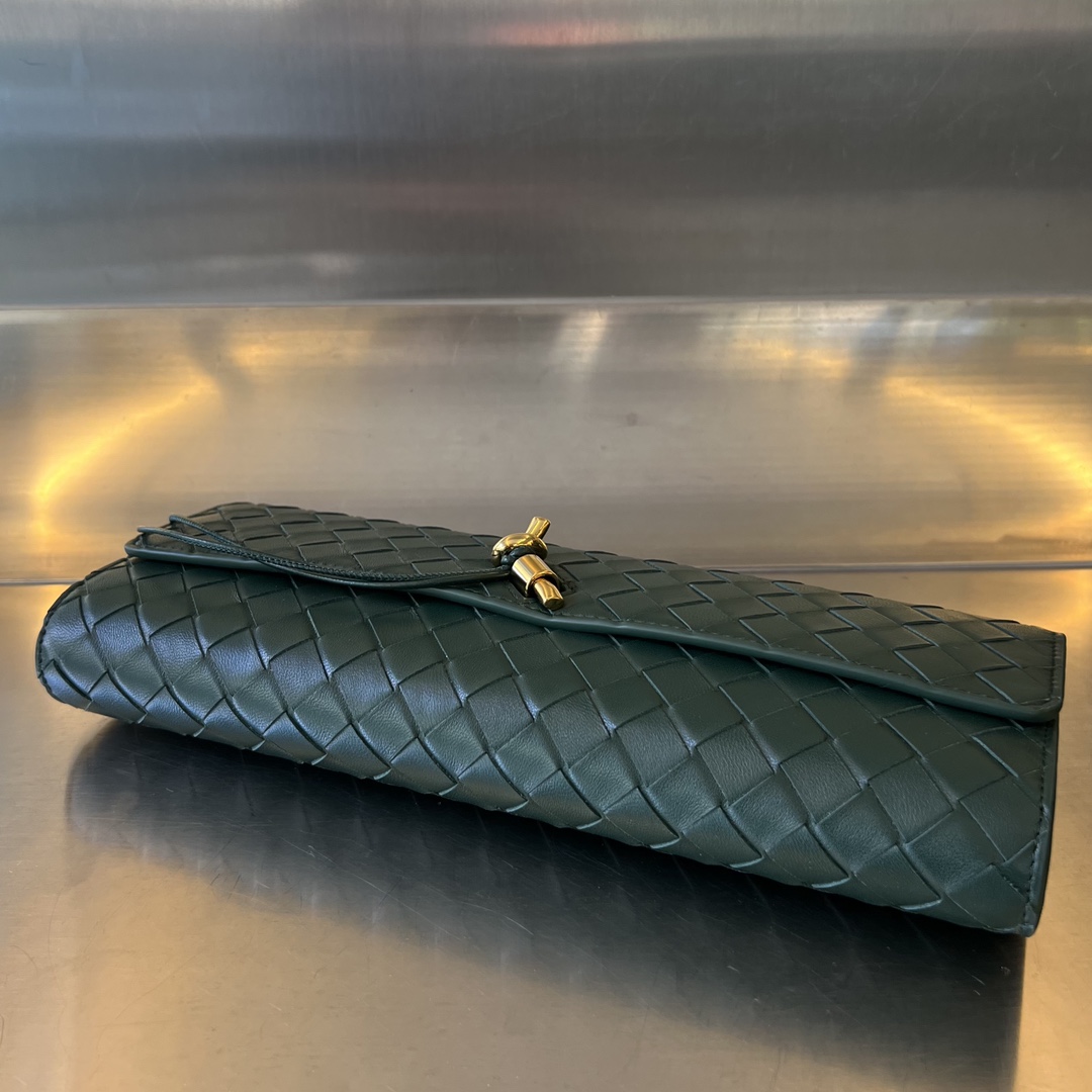 Bagsaaa B0tt*ga Ven*ta Long Clutch Andiamo With Handle Green - 31*13*3cm