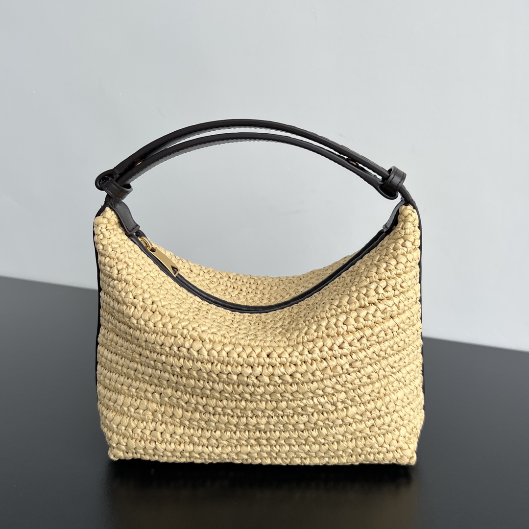 Bagsaaa B0tt*ga Ven*ta Mini Wallace Raffia Crochet - 20x13x9.5 cm
