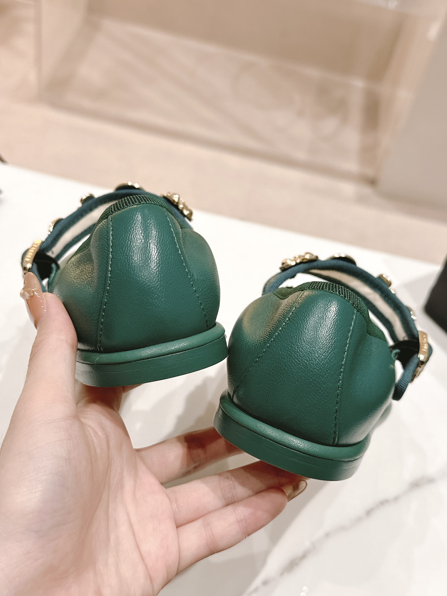 Bagsaaa Ch**el Mary Janes G45778 Green