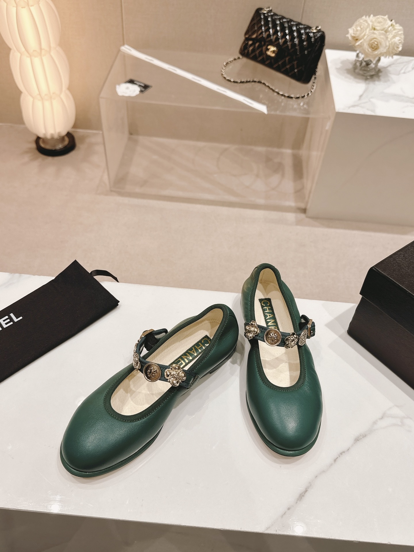 Bagsaaa Ch**el Mary Janes G45778 Green
