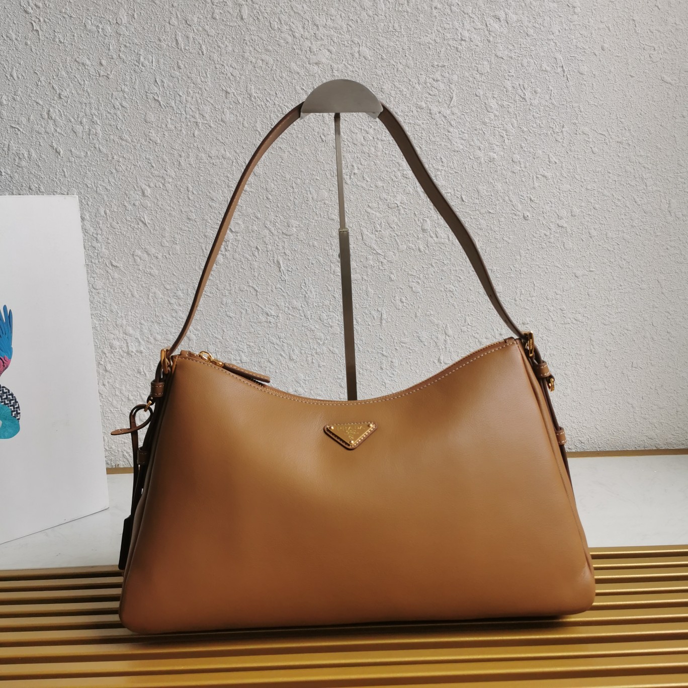 Bagsaaa Pra*a Aimèe Large Leather Shoulder Bag Brown - 39x23x12 cm