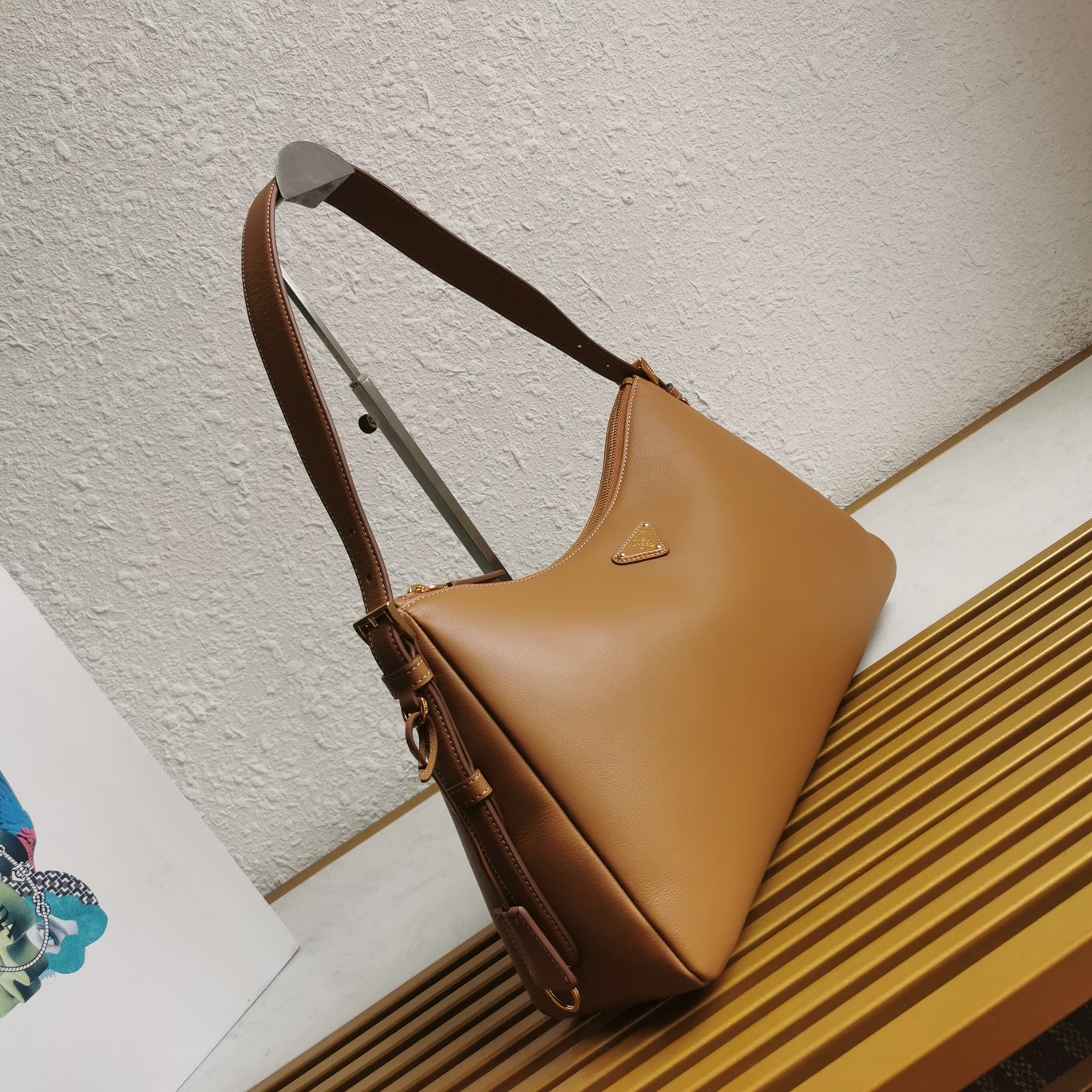 Bagsaaa Pra*a Aimèe Large Leather Shoulder Bag Brown - 39x23x12 cm