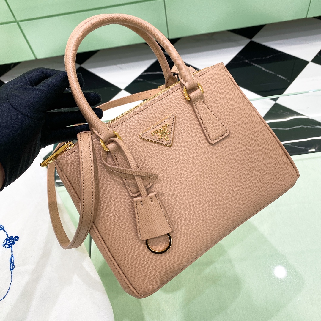 Bagsaaa Small Pra*a Galleria Saffiano Leather Bag Nude Pink - 24.5x16.5x11 cm