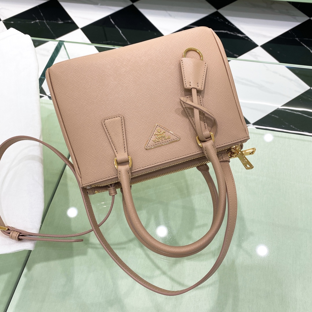Bagsaaa Small Pra*a Galleria Saffiano Leather Bag Nude Pink - 24.5x16.5x11 cm