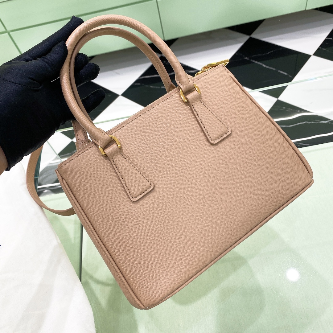 Bagsaaa Small Pra*a Galleria Saffiano Leather Bag Nude Pink - 24.5x16.5x11 cm