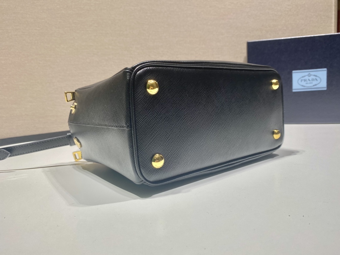 Bagsaaa Small Pra*a Galleria Saffiano Leather Bag Black - 24.5x16.5x11 cm