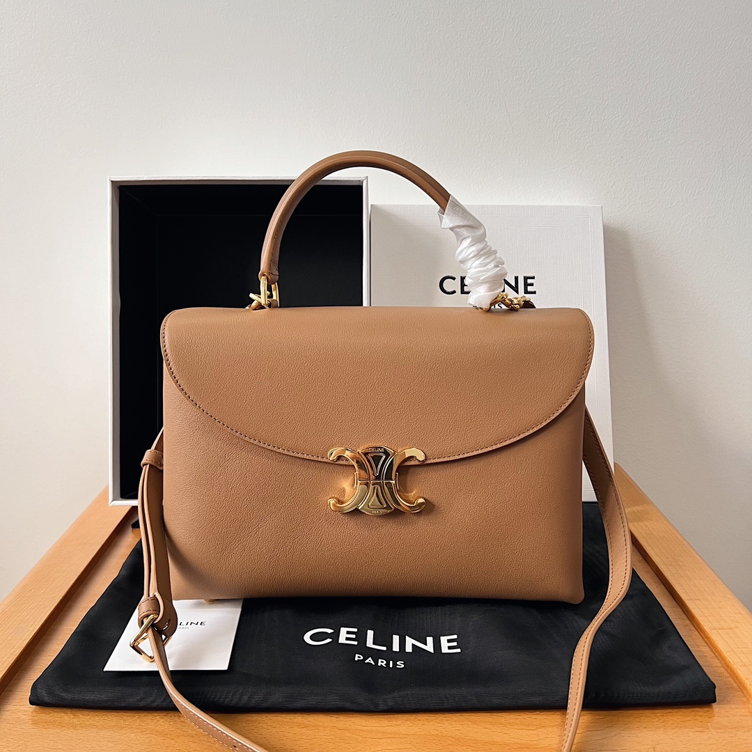 Bagsaaa Ce1i*e Medium Nino Bag In S*pple Calfskin Brown - 25 X 17.5 X 10 CM