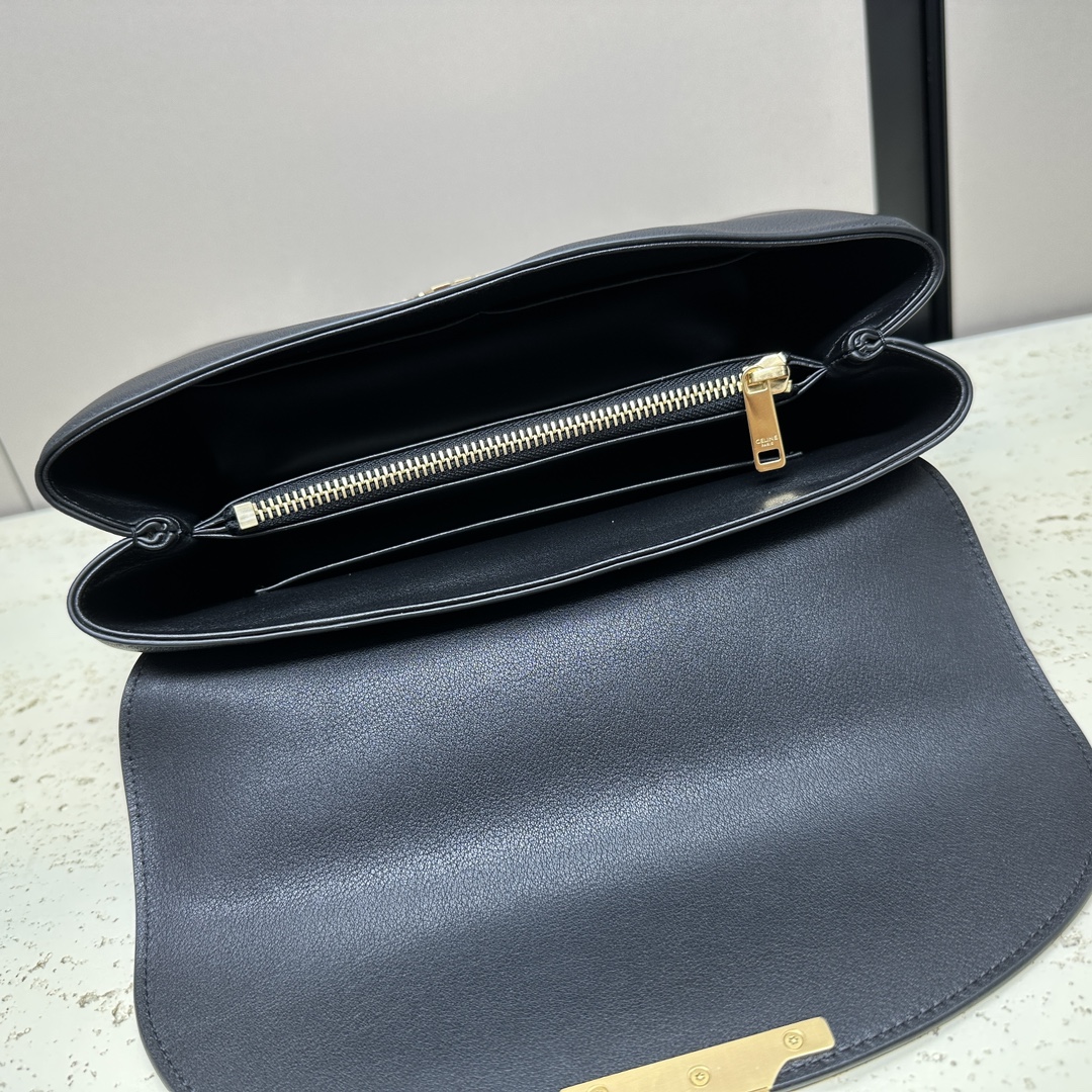 Bagsaaa Ce1i*e Medium Nino Bag In S*pple Calfskin Black - 25 X 17.5 X 10 CM