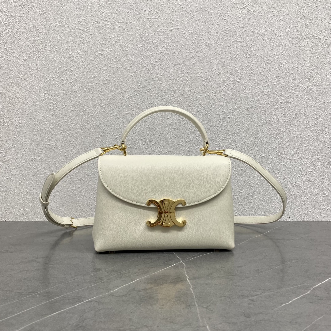 Bagsaaa Ce1i*e Teen Nino Bag In S*pple Calfskin White - 20.5 X 13 X 8 CM