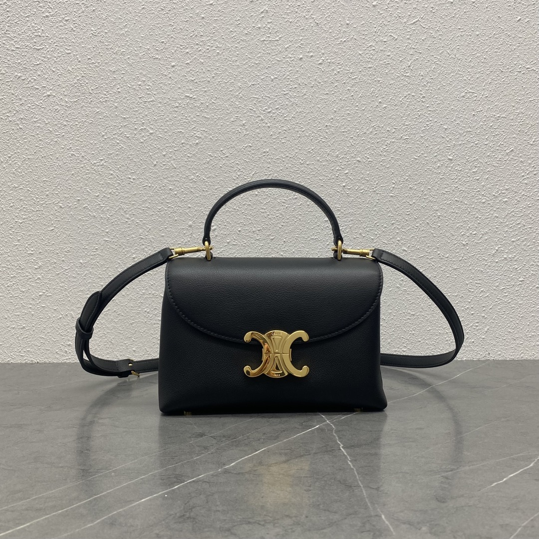 Bagsaaa Ce1i*e Teen Nino Bag In S*pple Calfskin Black - 20.5 X 13 X 8 CM