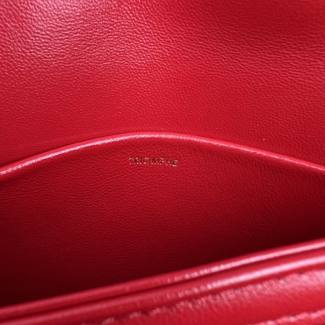 Bagsaaa Ce1i*e Teen Triomphe Bag In Shiny Calfskin Red - 18.5 X 13.5 X 7 CM