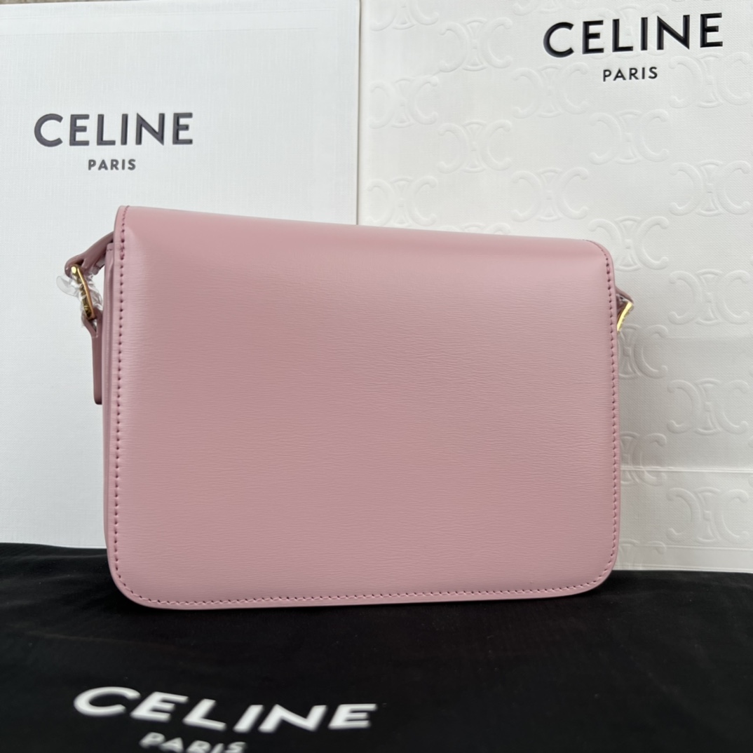 Bagsaaa Ce1i*e Teen Triomphe Bag In Shiny Calfskin Pink - 18.5 X 13.5 X 7 CM