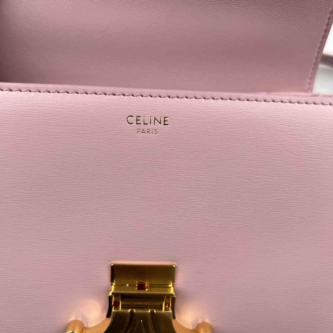 Bagsaaa Ce1i*e Teen Triomphe Bag In Shiny Calfskin Pink - 18.5 X 13.5 X 7 CM