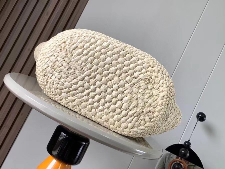 Bagsaaa L0ew* Medium Anagram Basket Bag In Iraca Palm And Calfskin Brown - 46X24.5X16 cm