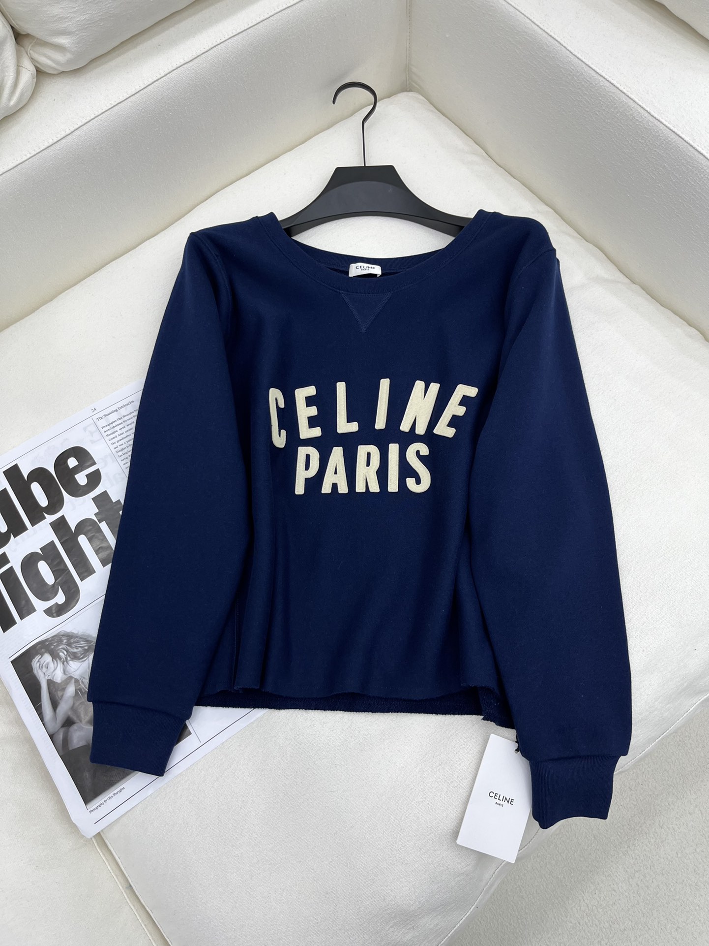 Bagsaaa Ce1i*e Paris Loose Sweatshirt In Cotton Fleece Navy