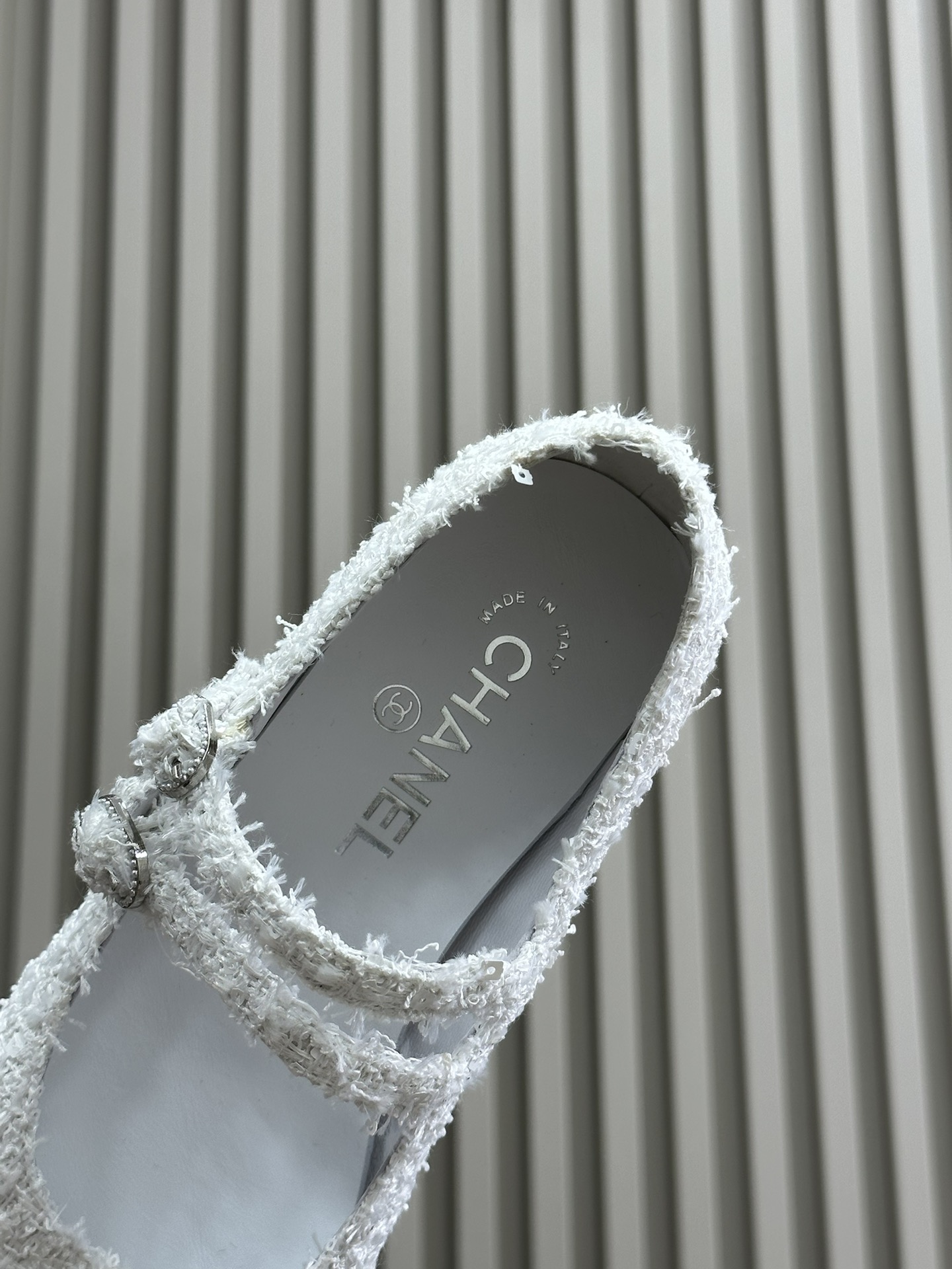 Bagsaaa Ch**el Mary Janes White Tweed G45697