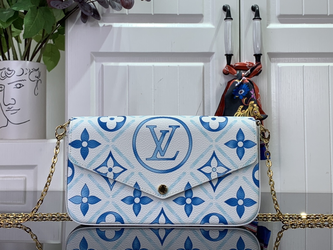 Bagsaaa L0vis Vvtt0n M11459 New Pochette Félicie Bag Lagoon Blue - 21 x 12 x 3 cm